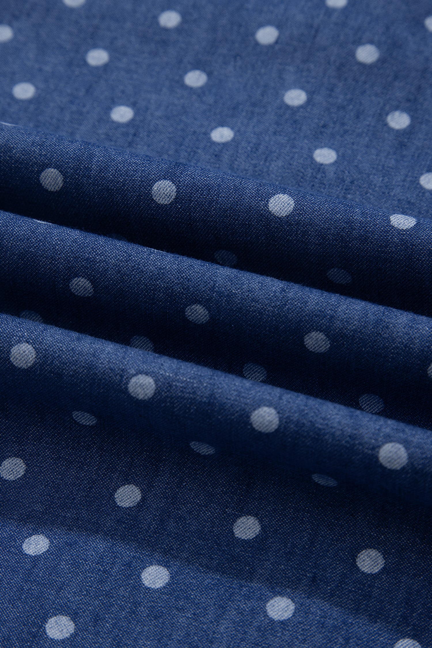Polka Dot Ruffle Hem Sleeveless Denim Mini Dress — everyday dress for women | J&H Apparel