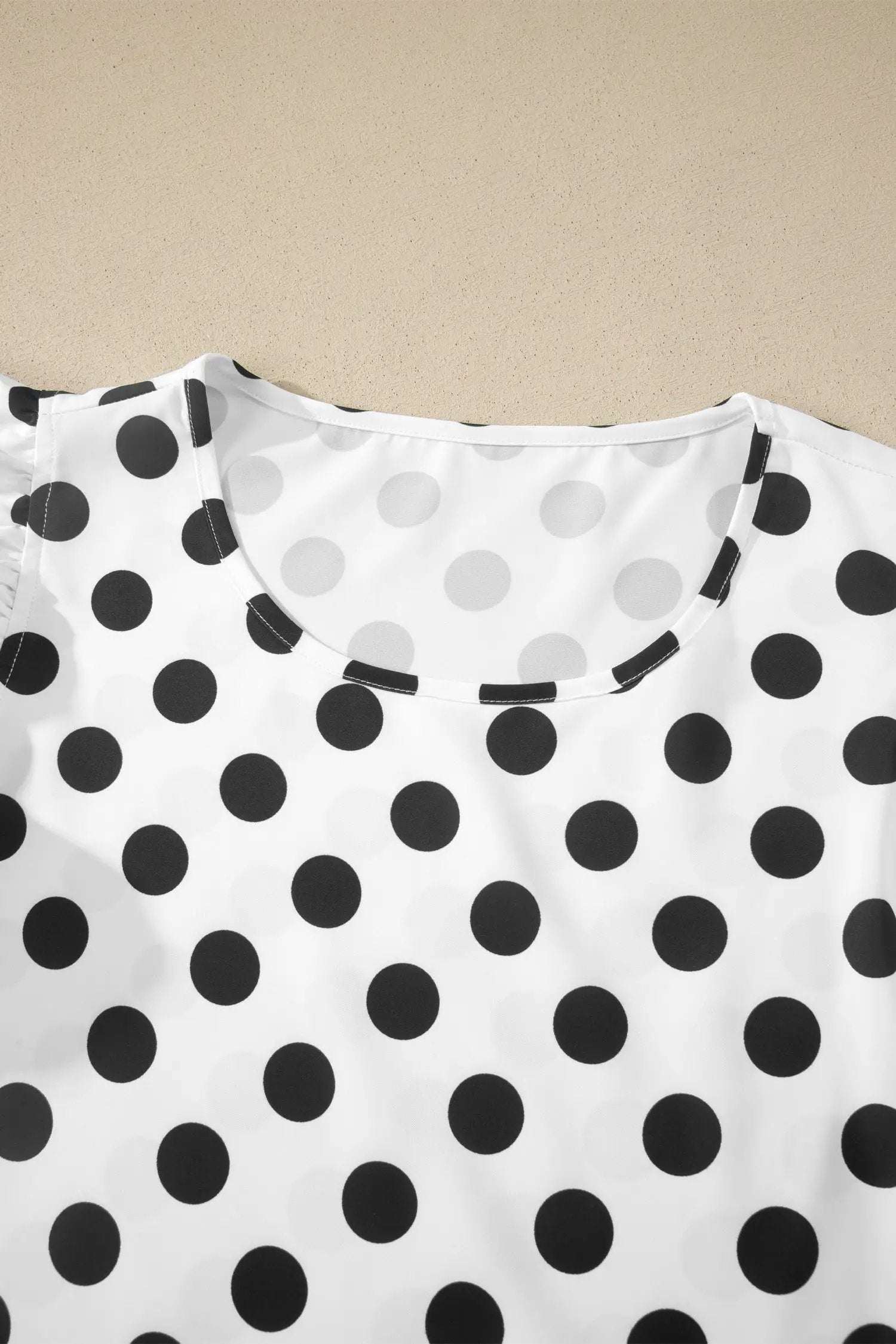Dear-Lover Dropshipping Effortless Polka Dot Charmer | White Polka Dot Print Ruffled Short Sleeve Blouse - Blouses Tops/Blouses & Shirts