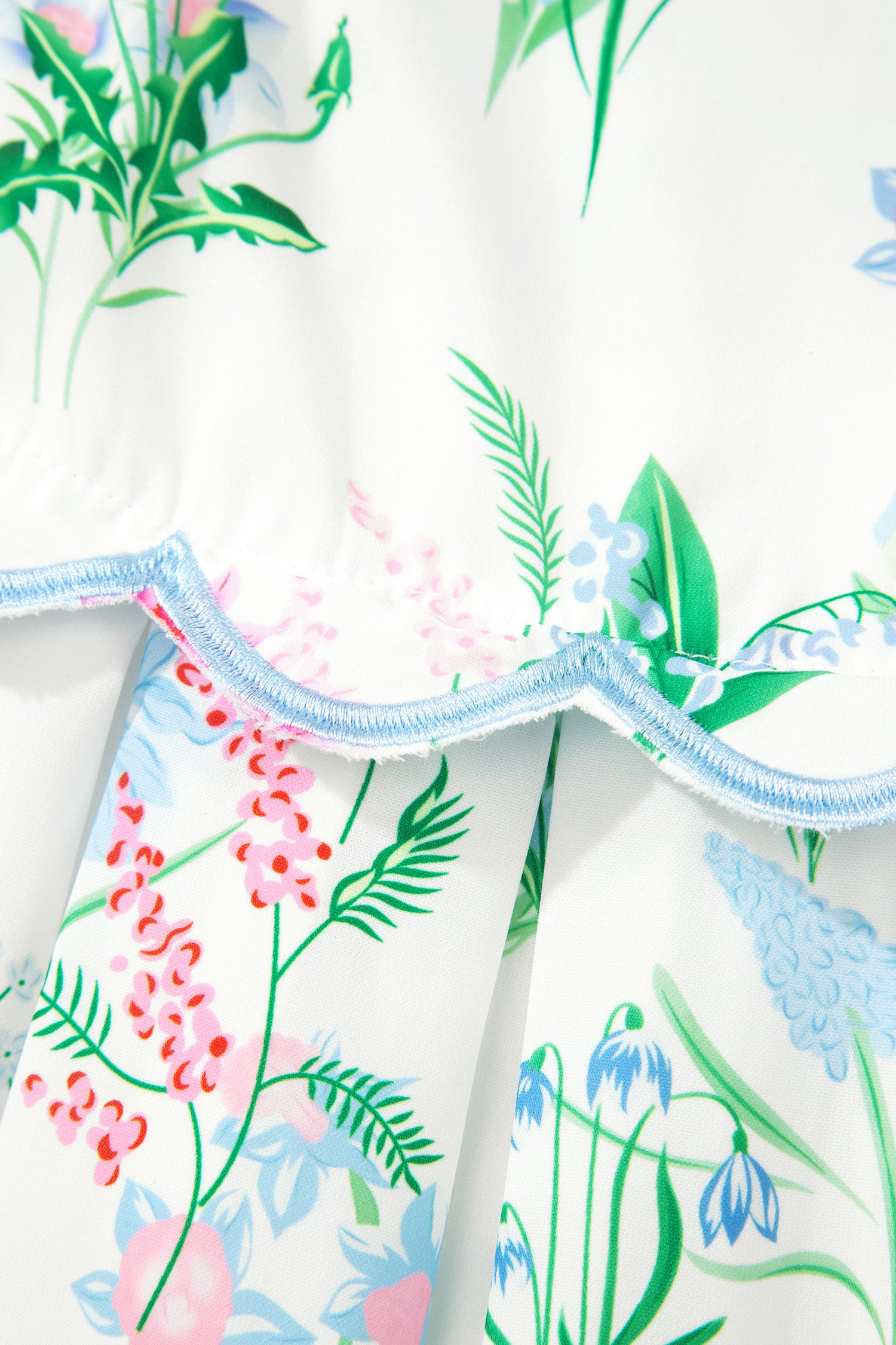 Floral Print Contrast Trim Self-tie Straps High-Waisted Midi Dress — everyday dress for women | J&H Apparel
