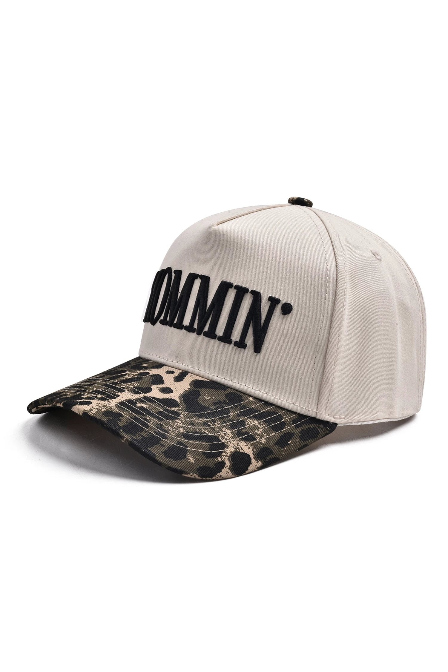 black mommin embroidered leopard contrast brim baseball cap for women casual everyday outfit