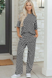 Checkered two-piece outfit set
