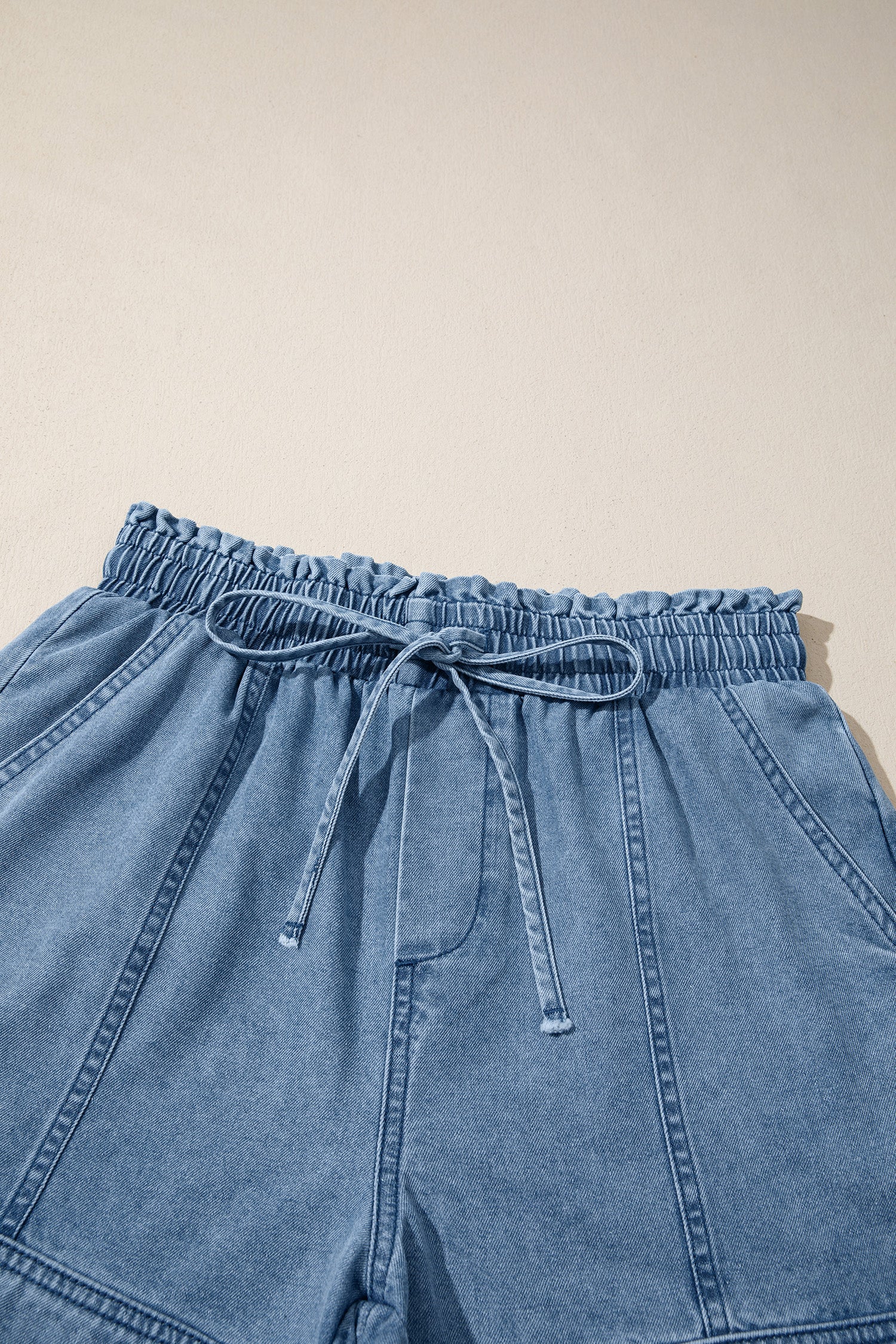 Smocked Denim Shorts | Elastic Waist High Rise Casual Style
