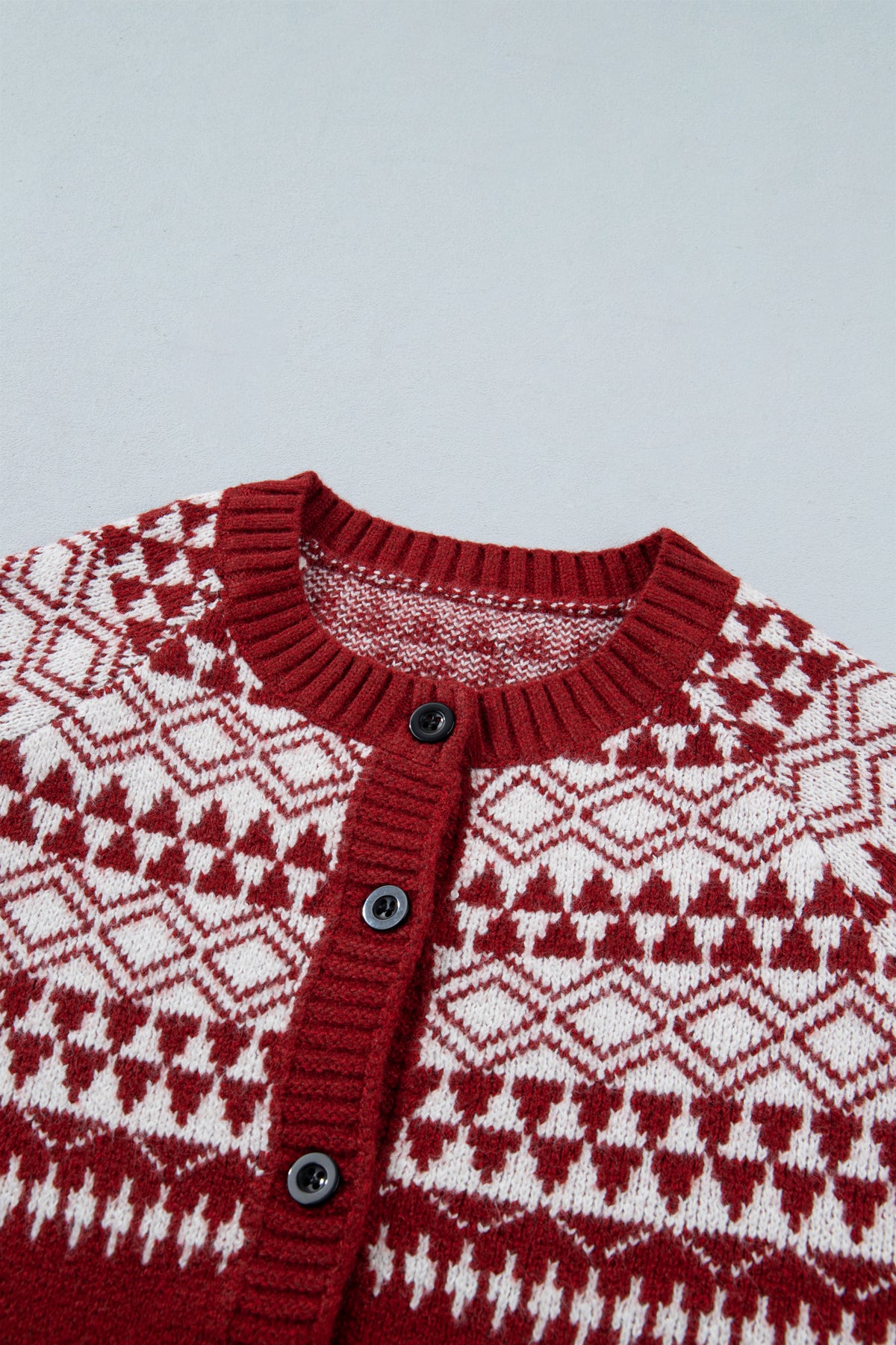 Geometric Print Button Front Long Sleeve Knitwear Cardigan