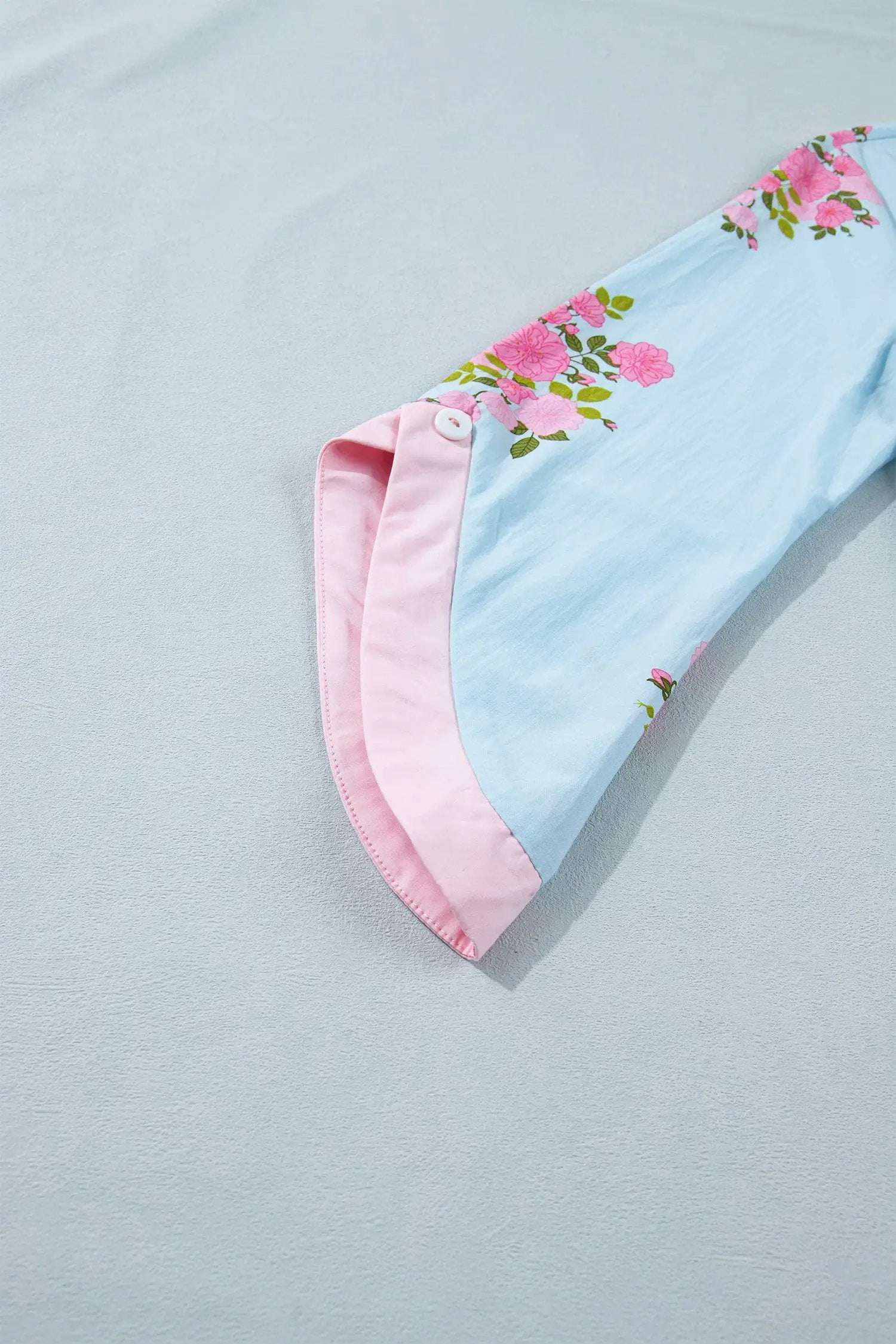 J&H Apparel Floral Print Button Cuffed 3/4 Sleeve Round Neck Blouse - Blouses Tops/Blouses & Shirts