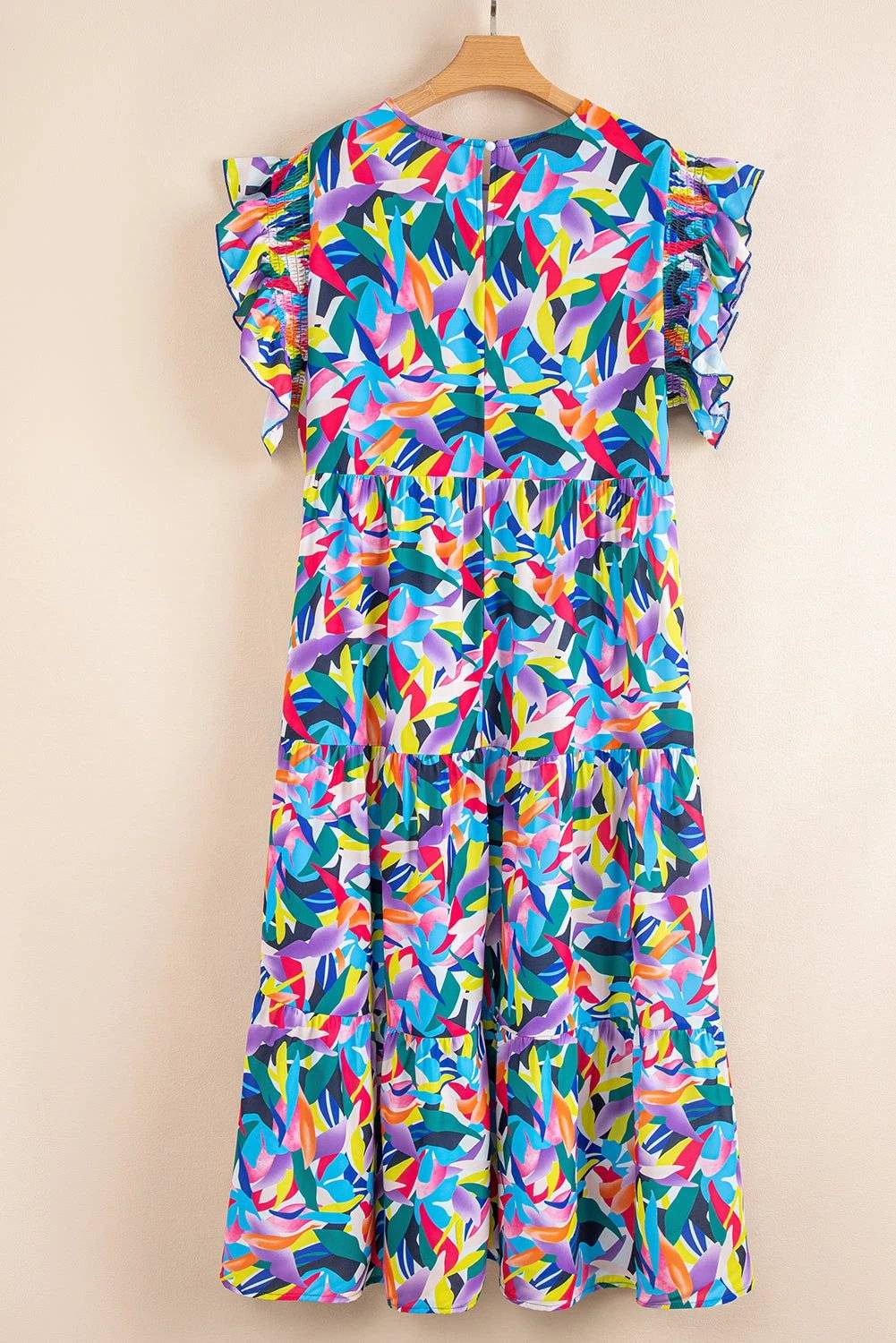 Plus size Main Character Energy geometric print ruffled short sleeve tiered maxi dress
