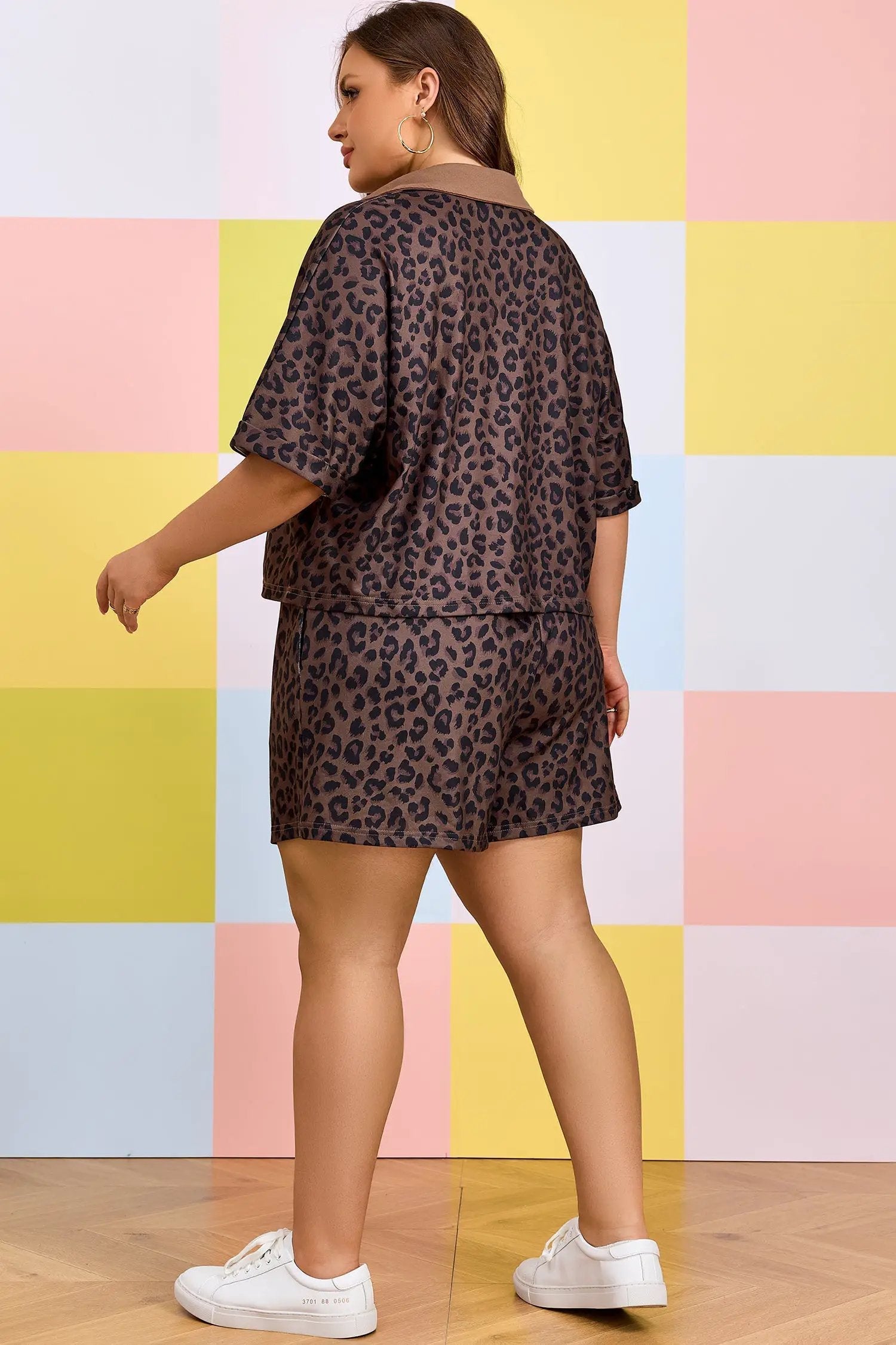 plus size leopard print lounge set
