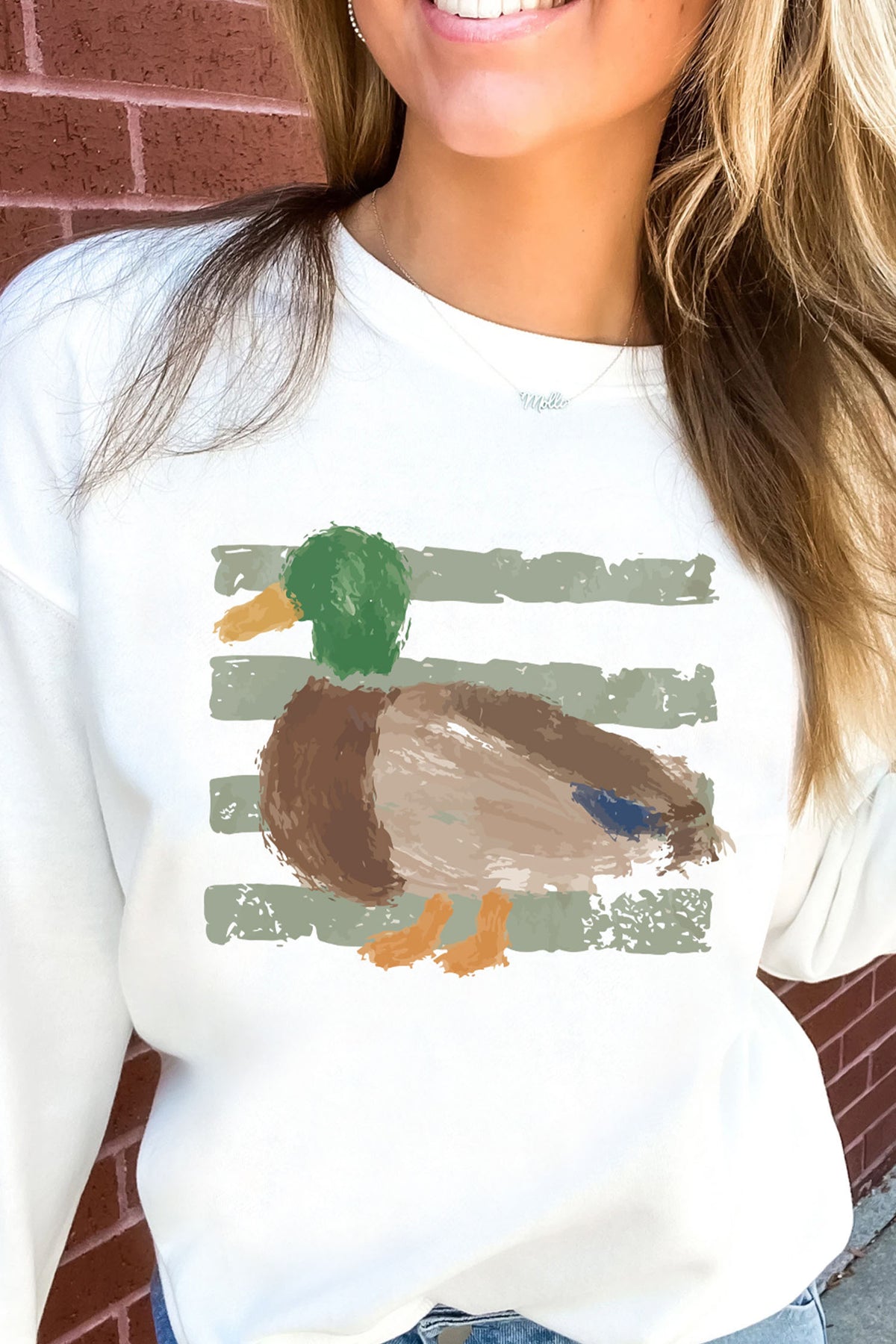 Western Duck Graphic Casual Pullover Sweatshirt