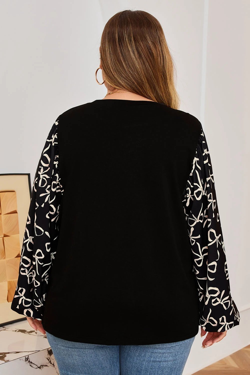 Plus size bow-knot blouse