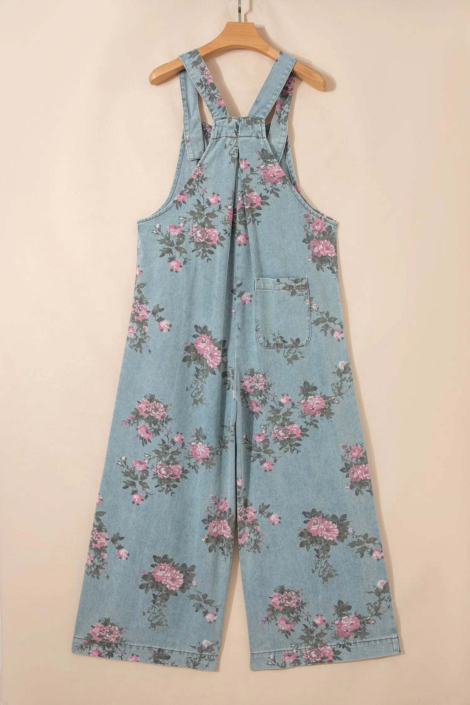 J&H Apparel Floral Print Pleated Denim Overalls - One-Pieces Bottoms/Jumpsuits & Rompers