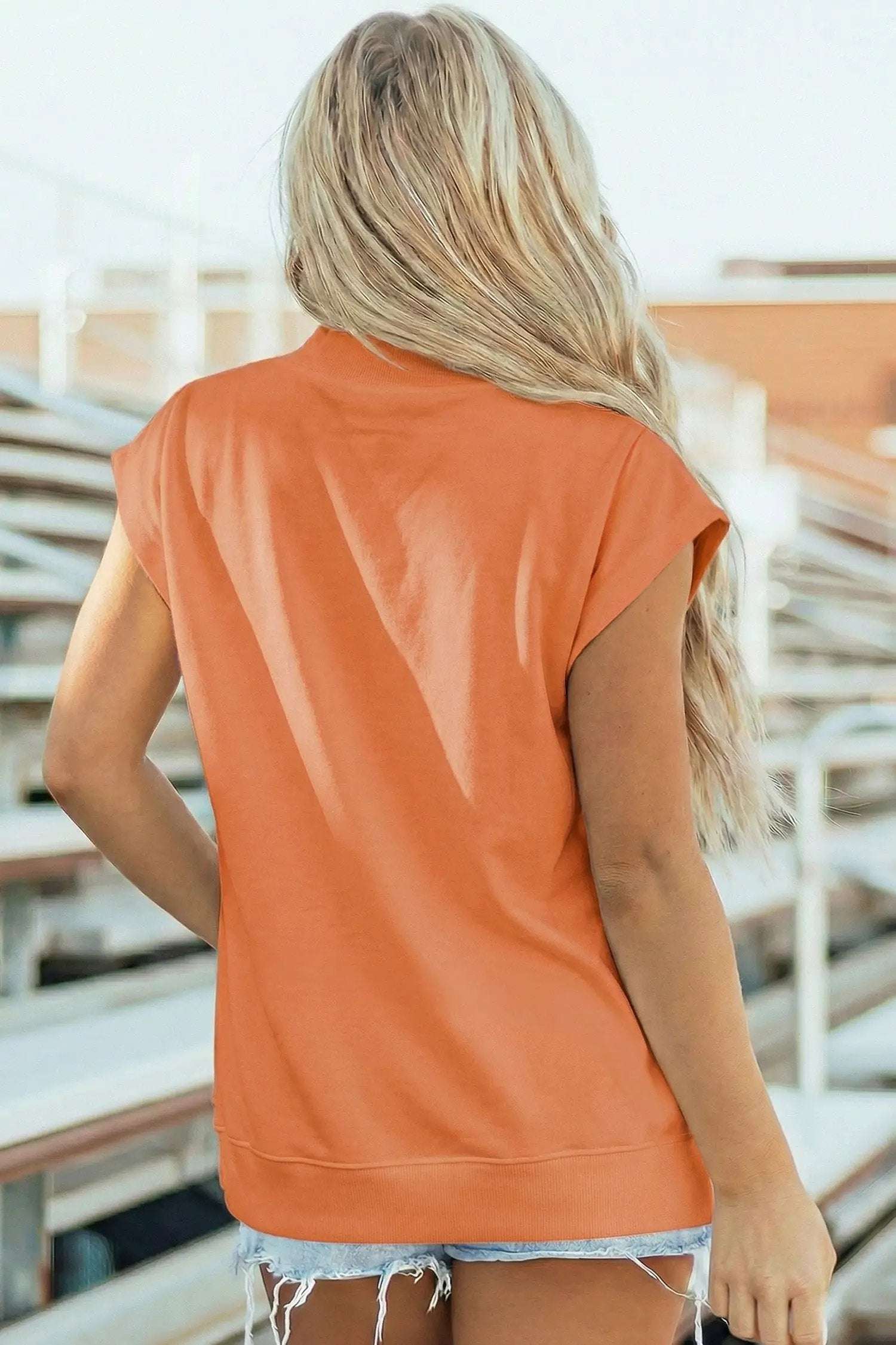 Dear-Lover Dropshipping Everyday Chic | High Neck Cap Sleeve Top Relaxed Fit Blouse - Blouses Tops/Tops & Tees