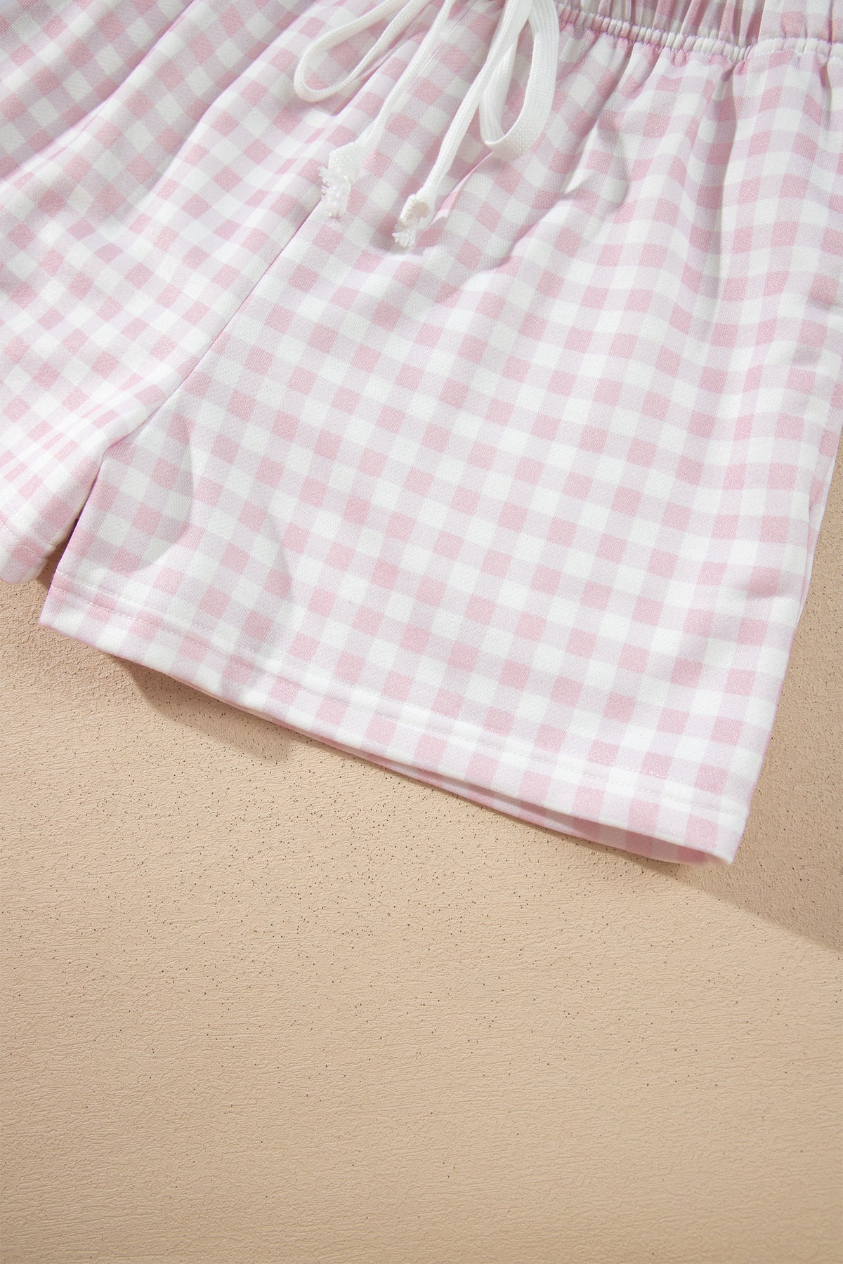 Plaid Baggy Pullover Drawstring Casual Shorts Two-Piece Set