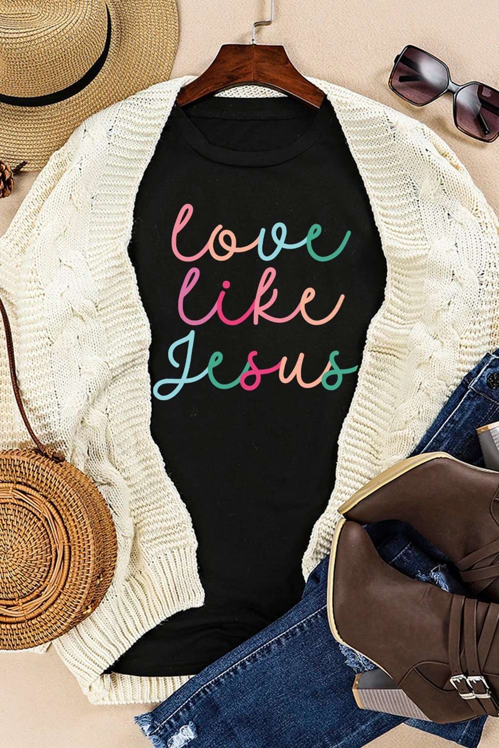 Love Like Jesus Graphic Tee crew neck faith-inspired casual shirt