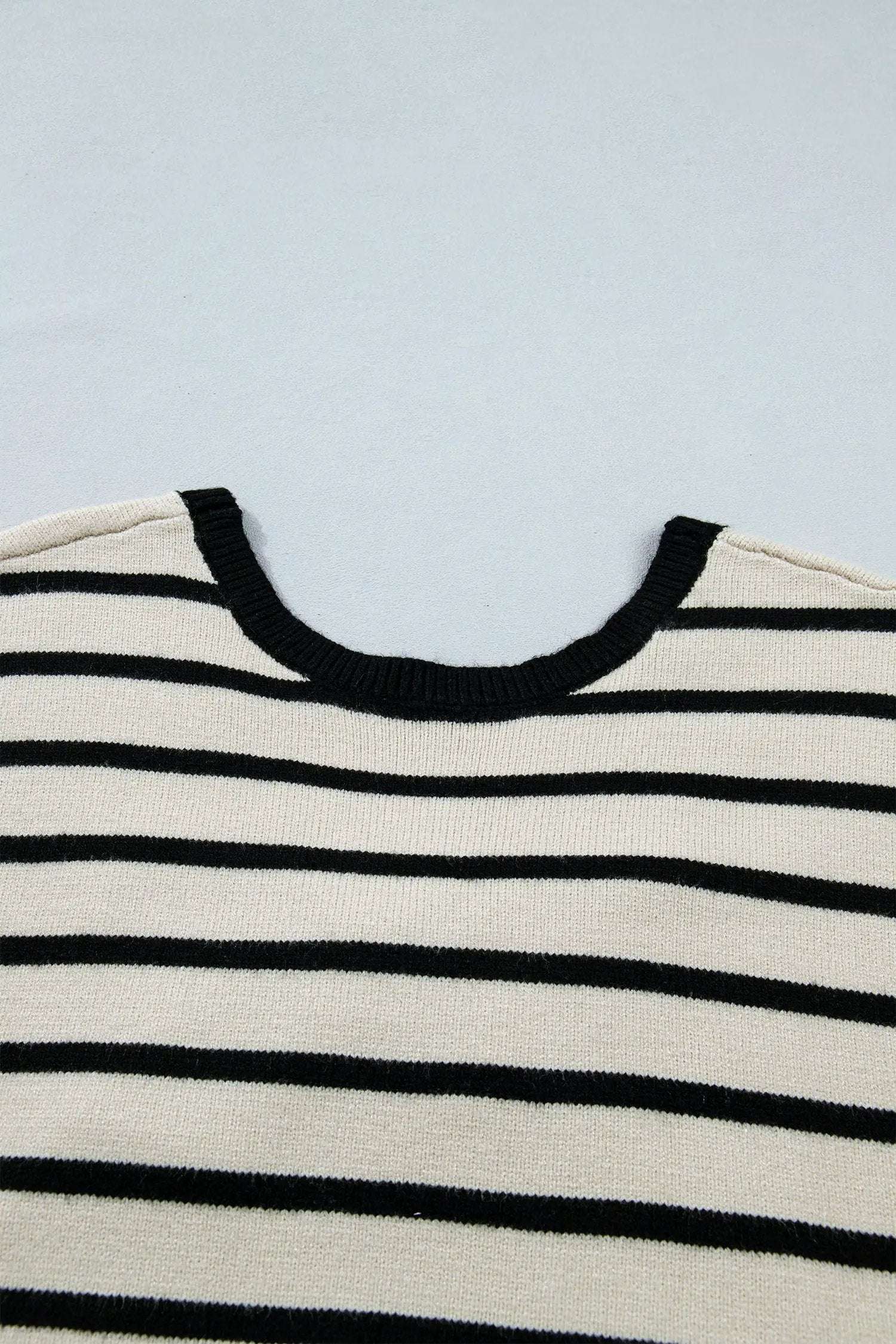 Dear-Lover Dropshipping Black Stripe Bow Applique Short Sleeve Sweater - Sweaters & Cardigans/Short Sleeve Sweaters