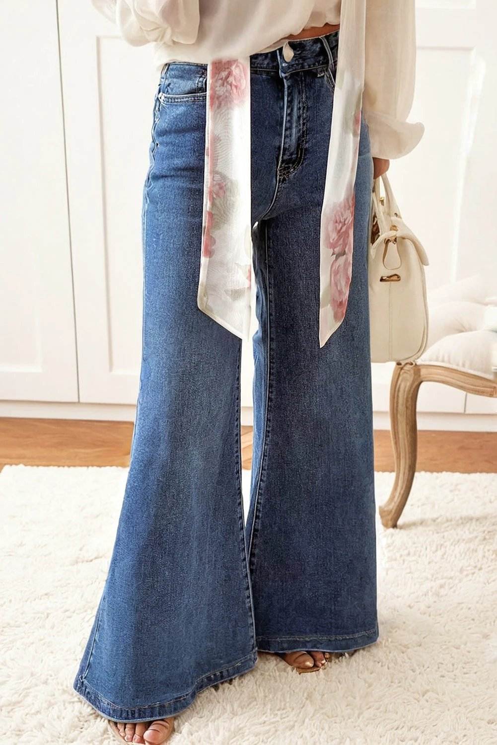 High-waist button-fly wide-leg denim pants for stylish busy moms by Mom Chic