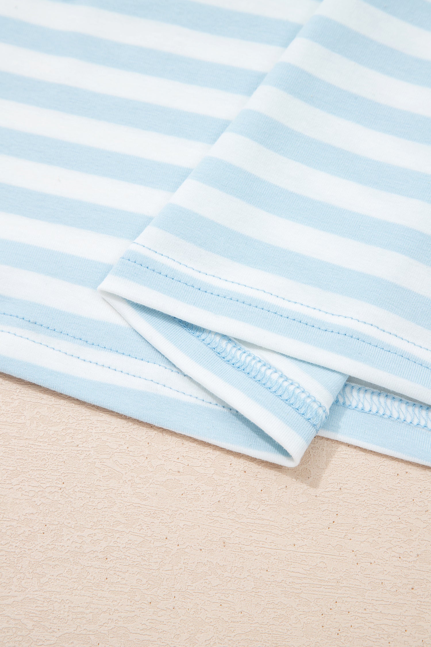 Sunlit Mom Vibes | Striped Tee And Drawstring Shorts Outfit Set