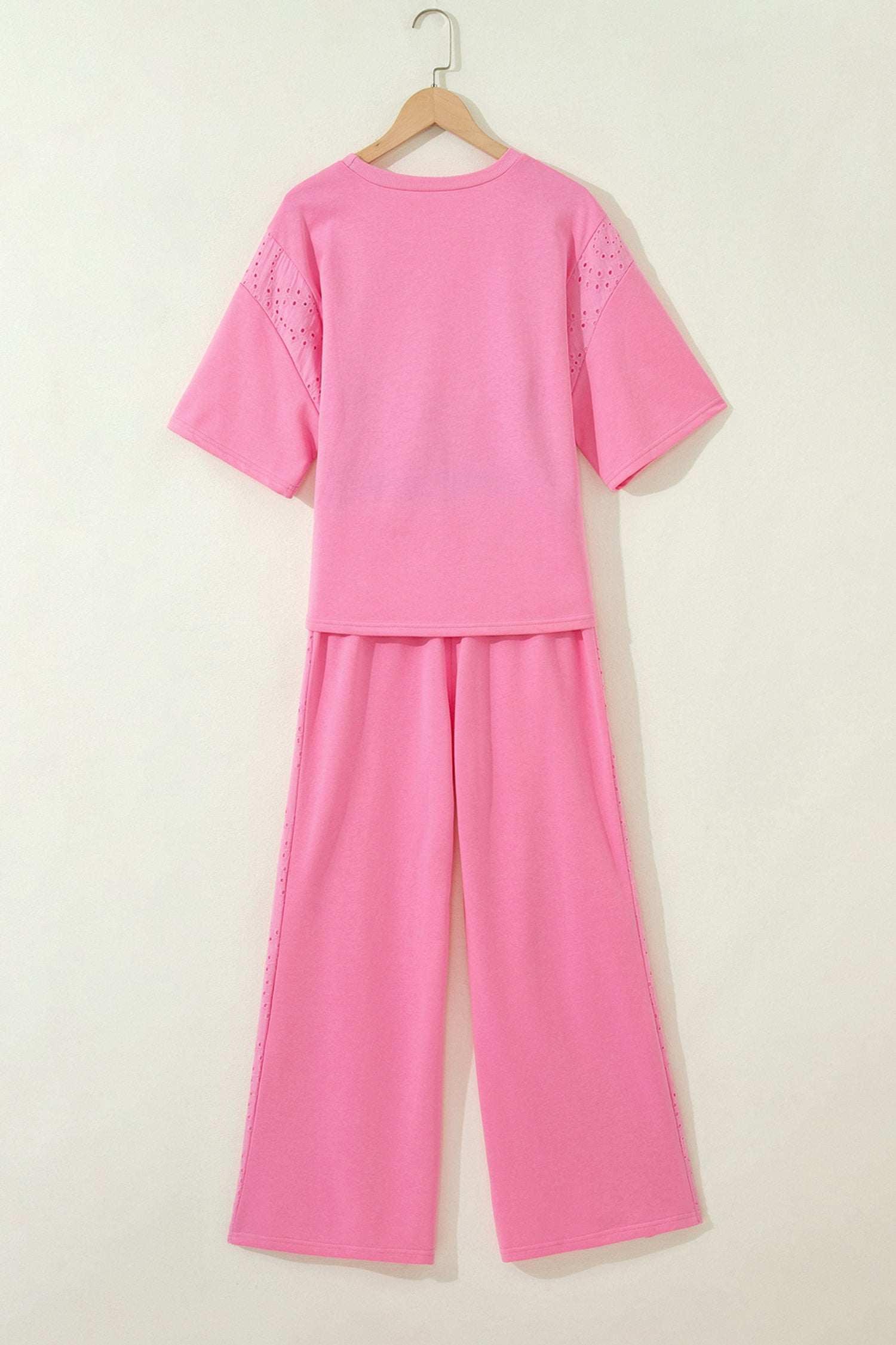 Two-Piece Lace Outfit Set | Patchwork Top and Elastic-Waist Pants