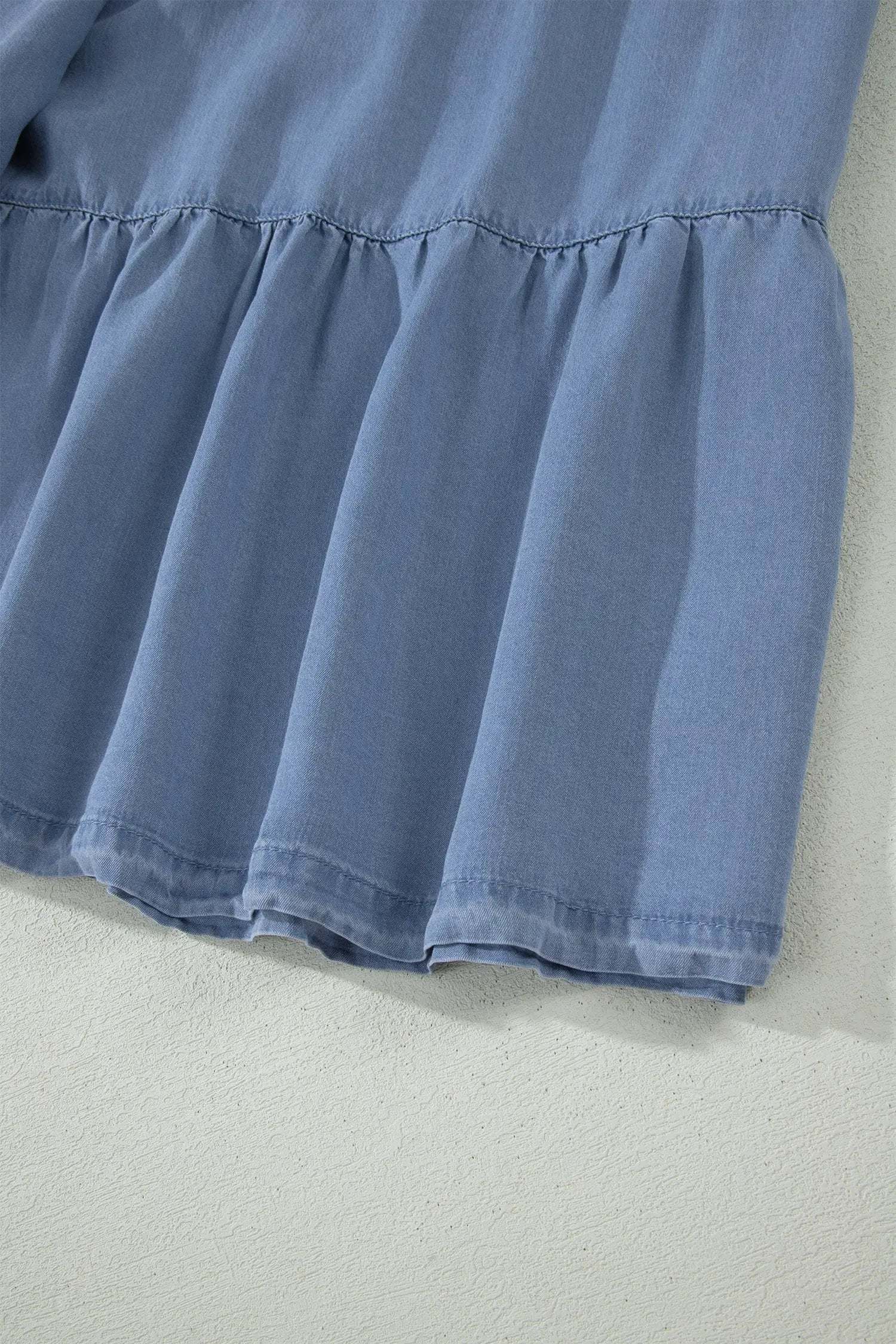 Dear-Lover Dropshipping Western Boho Glow | Denim Maxi Skirt With Elastic Waist, Tiered Ruffles And Flared Hem - Skirts Bottoms/Skirts & Petticoat