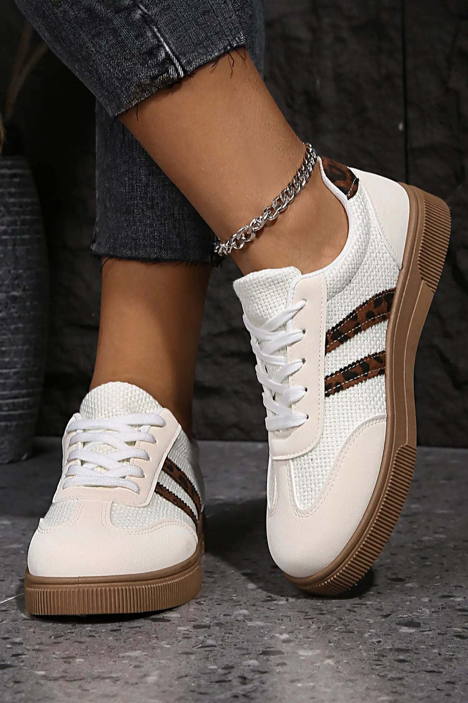 leopard patchwork sneakers