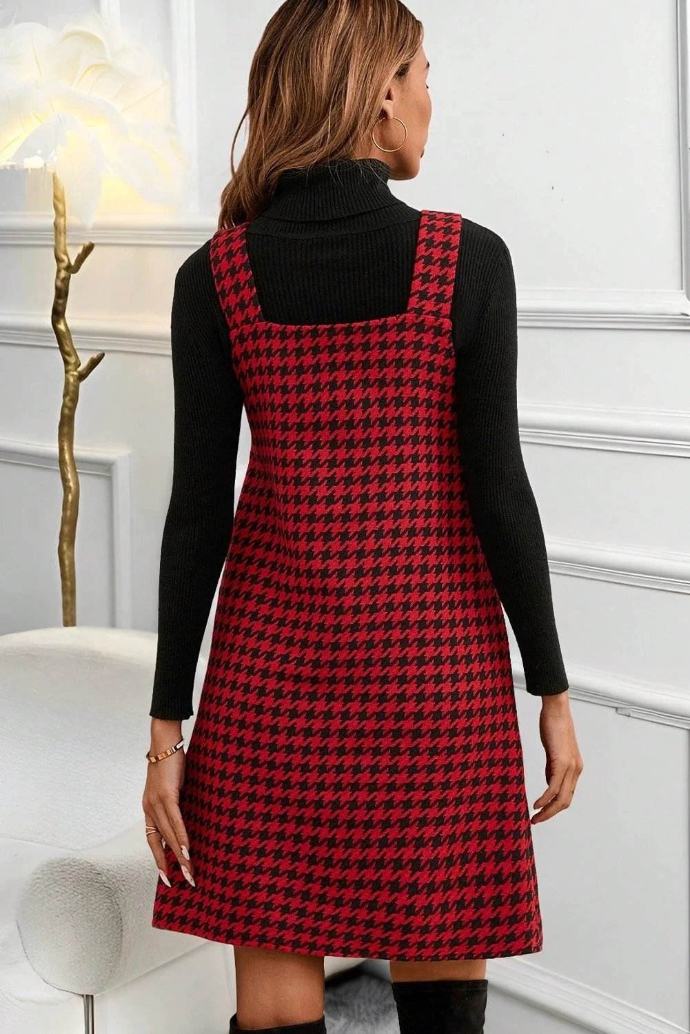  houndstooth shift mini dress for women casual everyday outfit