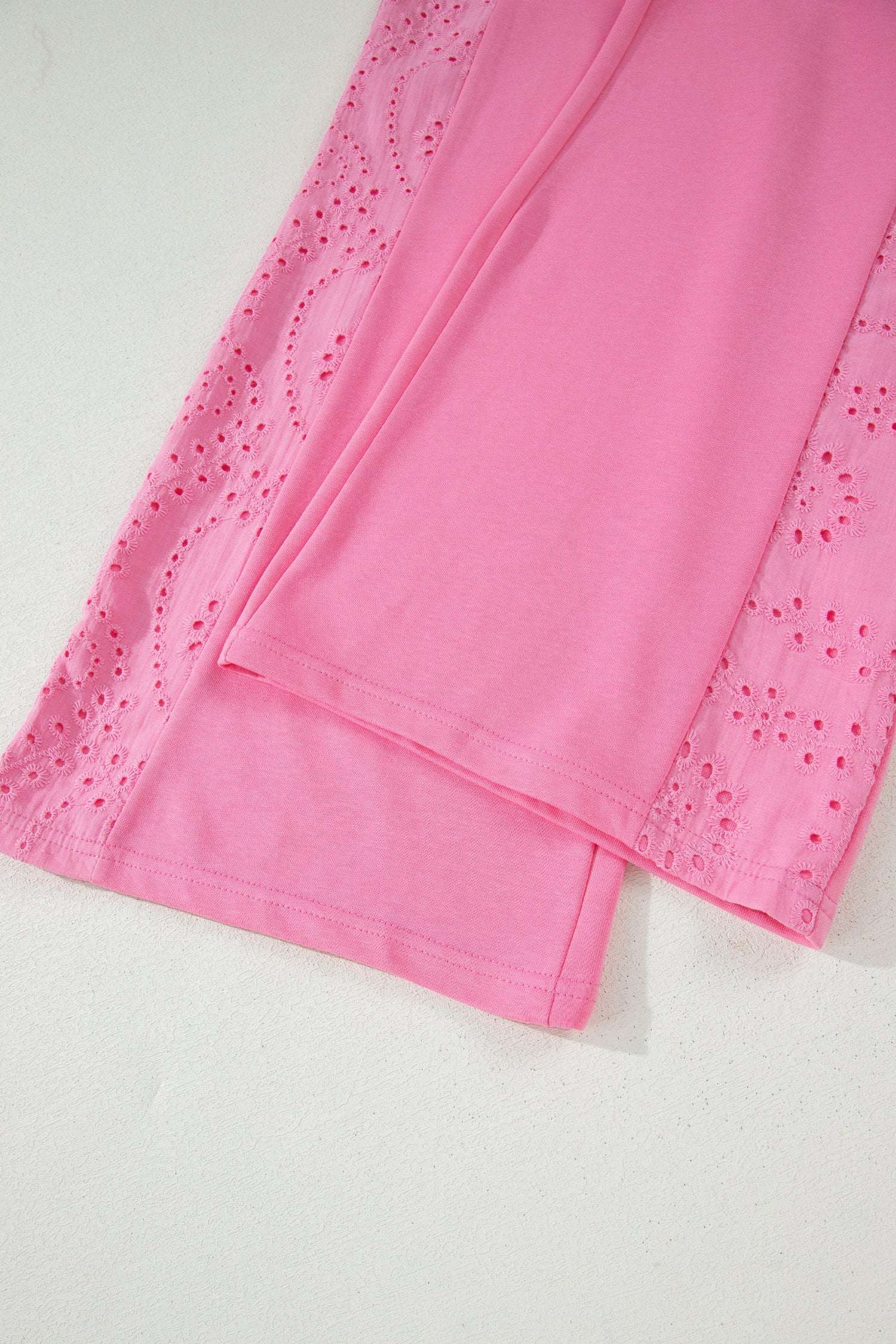 Two-Piece Lace Outfit Set | Patchwork Top and Elastic-Waist Pants