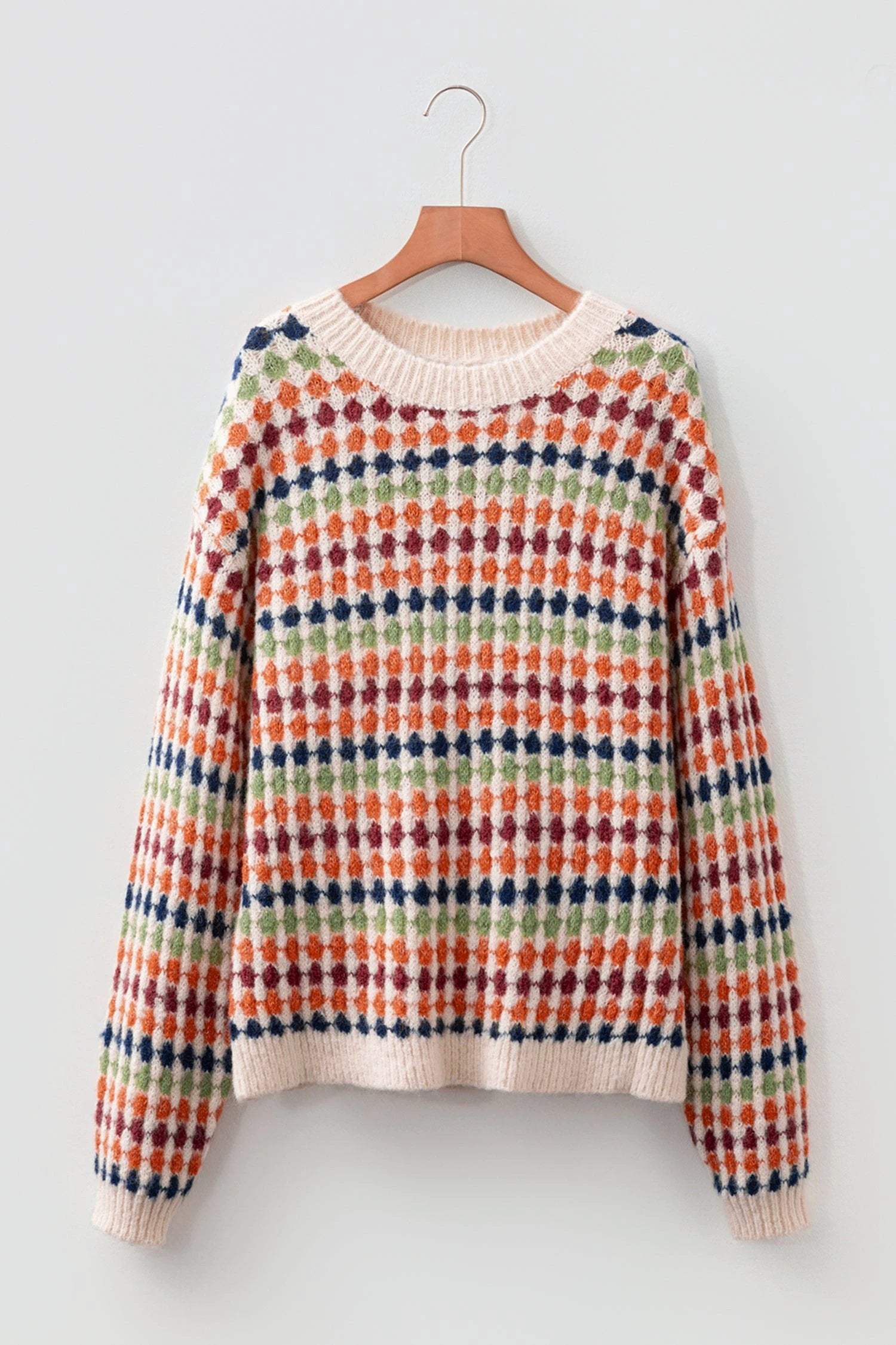 multicolour dotty striped pattern knit drop shoulder sweater for women casual everyday outfit