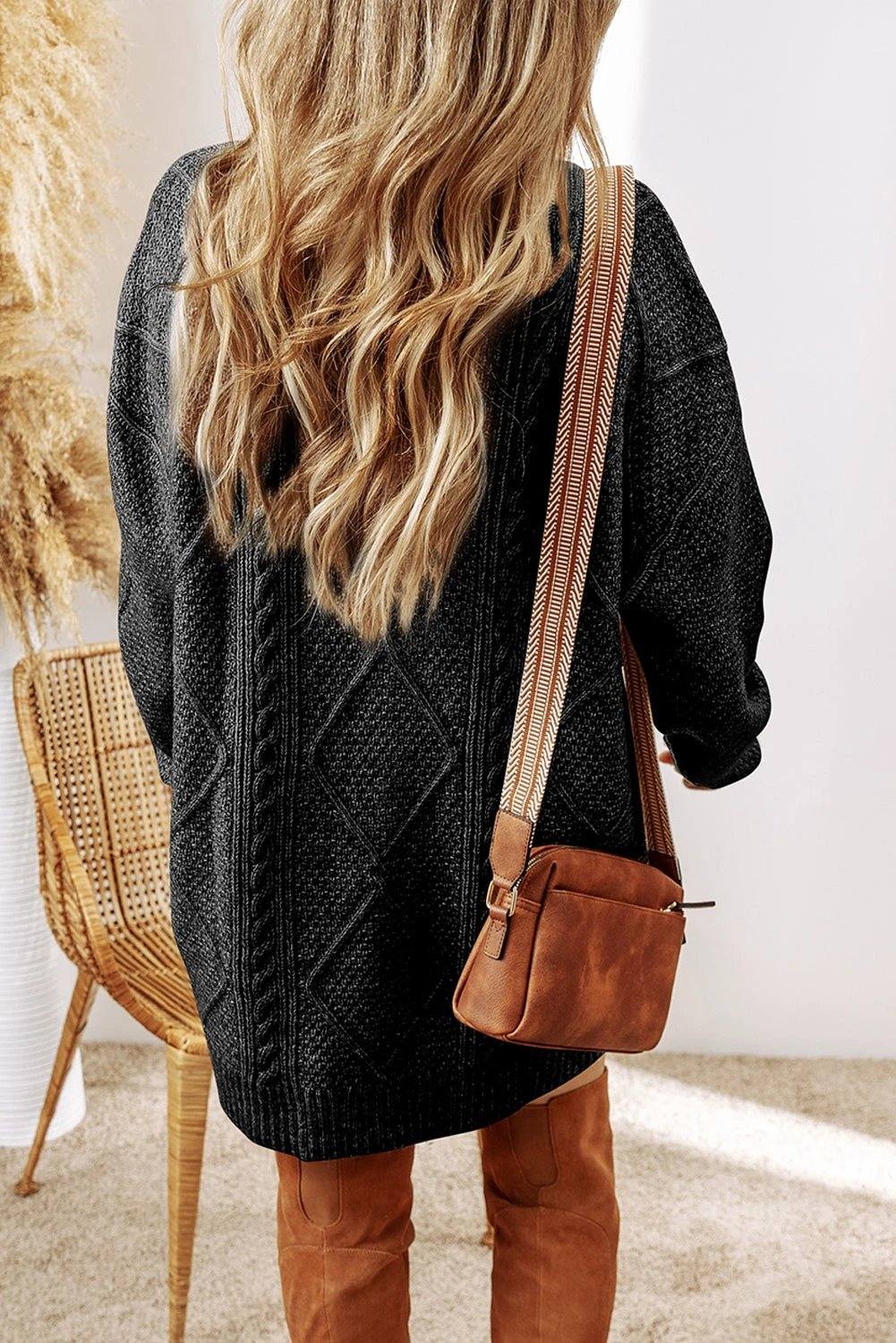 Cable knit drop-shoulder Sweater Dress | Cozy Confidence - Shop now.