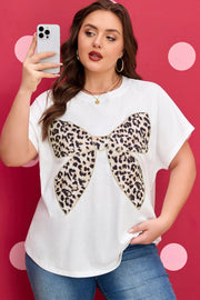 plus size leopard bow tee