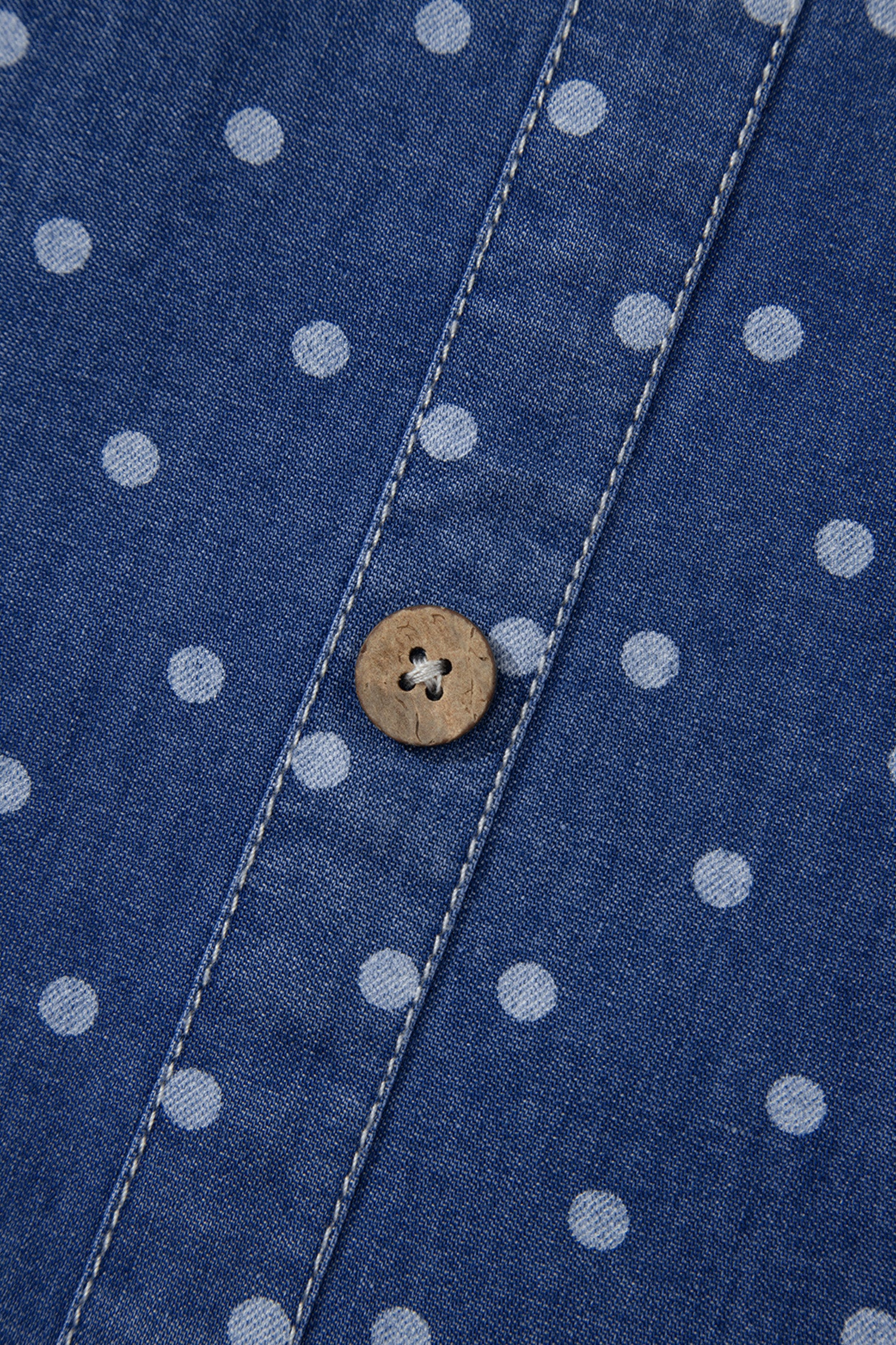 Polka Dot Ruffle Hem Sleeveless Denim Mini Dress — everyday dress for women | J&H Apparel