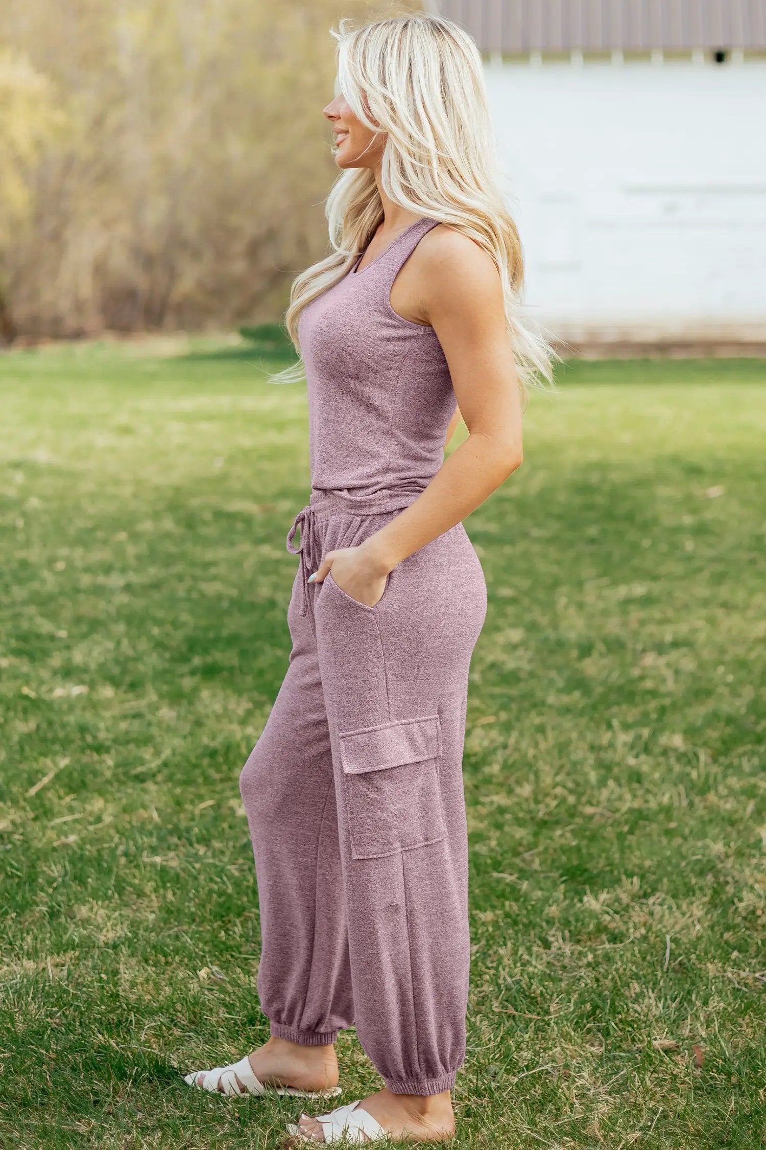 J&H Apparel Orchid Bouquet Casual Tank Top Drawstring Jogger Pants 2pcs Outfit - Outfit Sets Two Piece Sets/Pant Sets