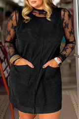 Plus Size Corduroy Patch Pocket Sleeveless Mini Dress — everyday dress for women | J&H Apparel