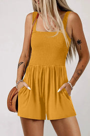 pocketed smocked romper