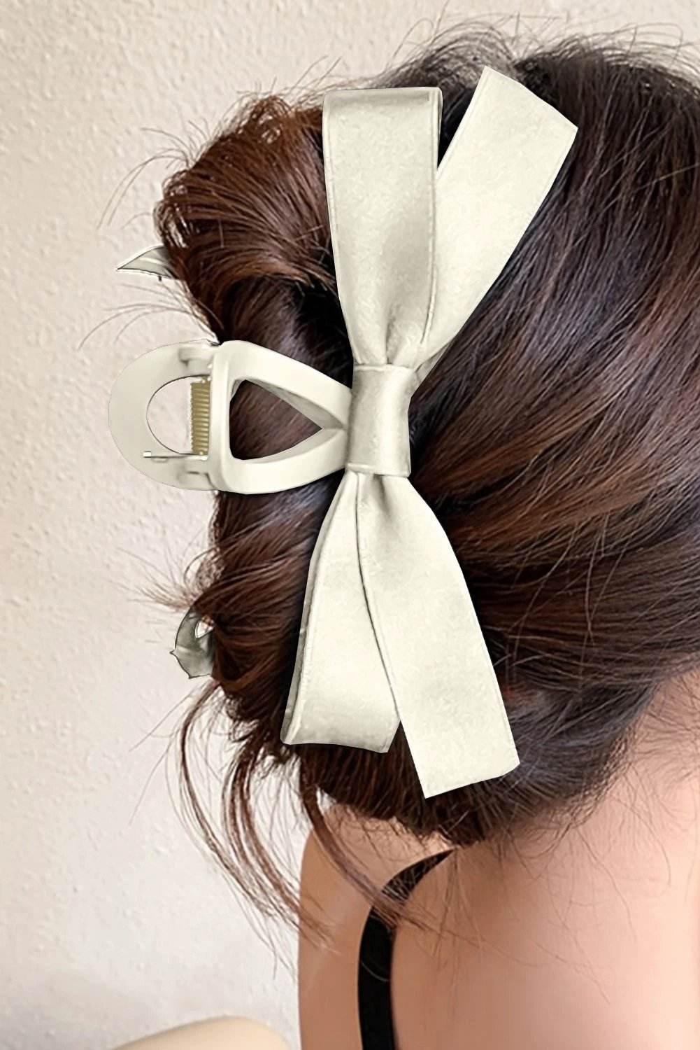 black bow decor large hair claw clip for women casual everyday outfit