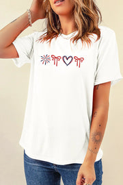 firework bow embroidery tee
