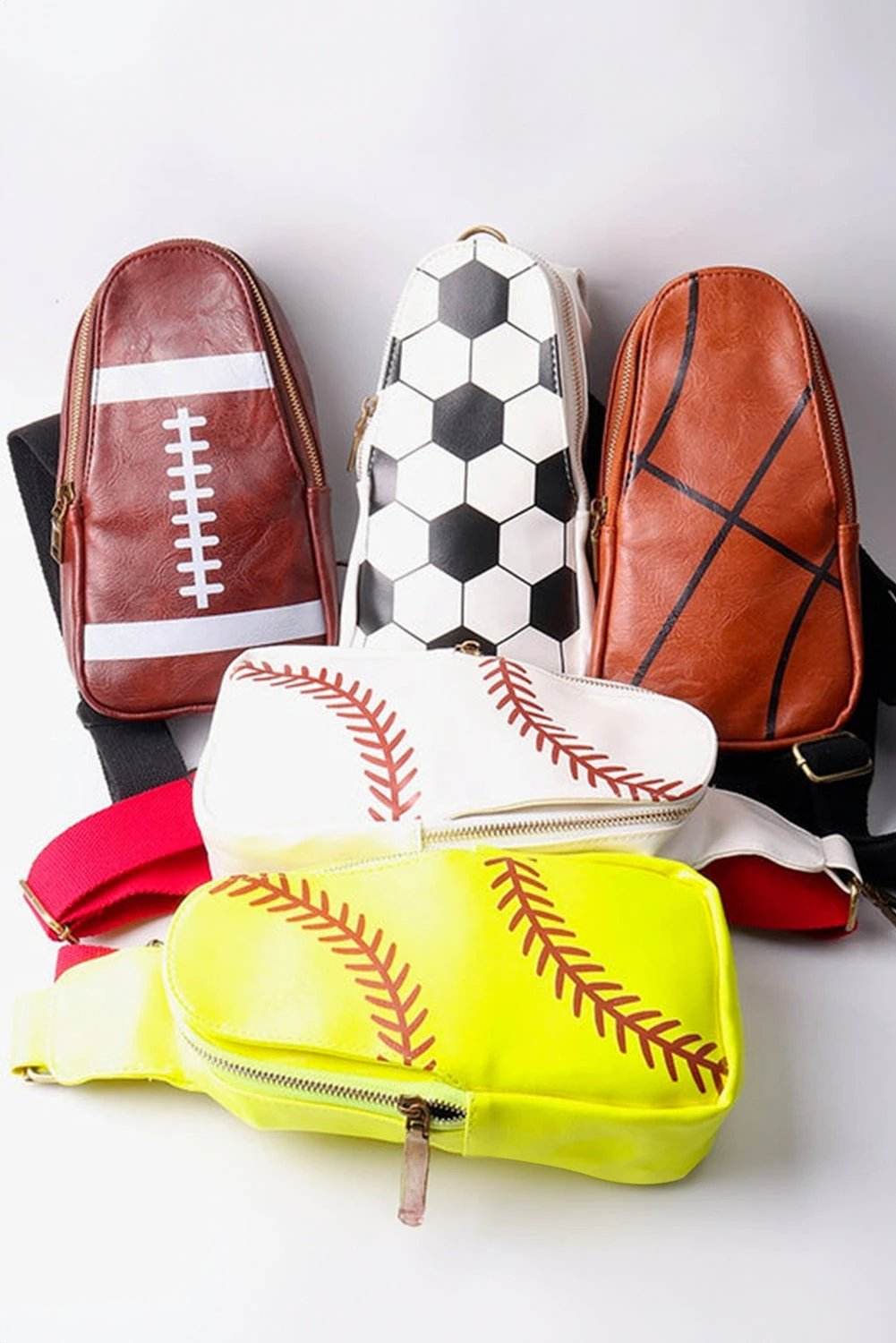 racing red balls pattern pu leather zipped sling bag for women casual everyday outfit