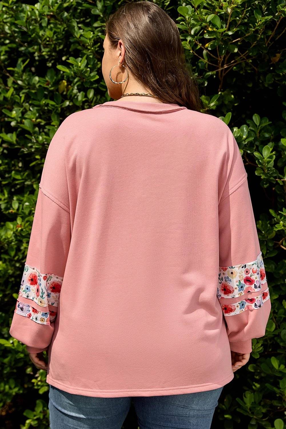 Plus size Feel-Good Confidence floral applique drop shoulder sweatshirt in soft knit