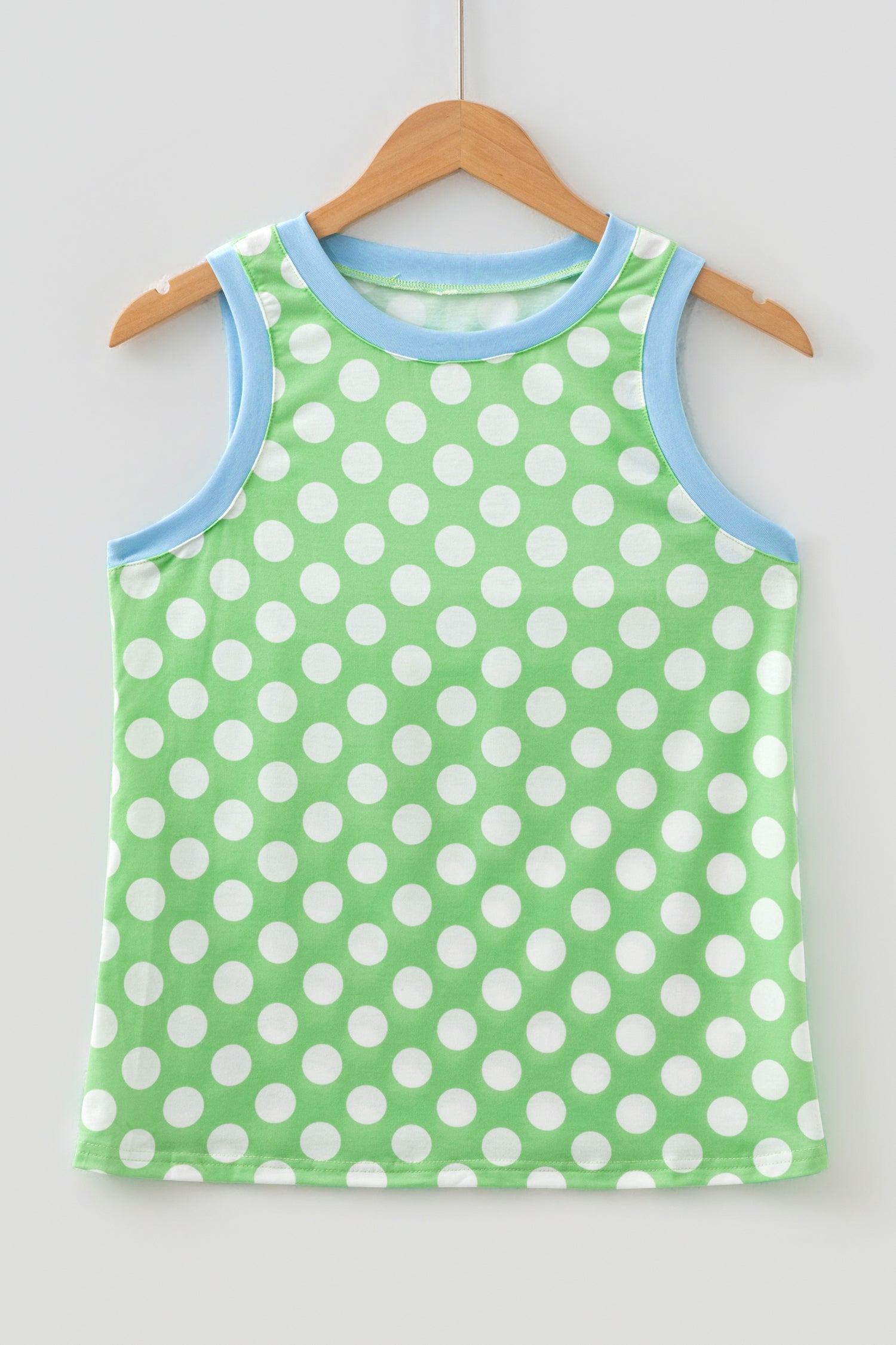 Polka Dot Contrast Trim Round Neck Loose Tank Top — women's everyday top | J&H Apparel