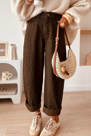 Casual Leopard Print Full-Length Regular Fit Jeans