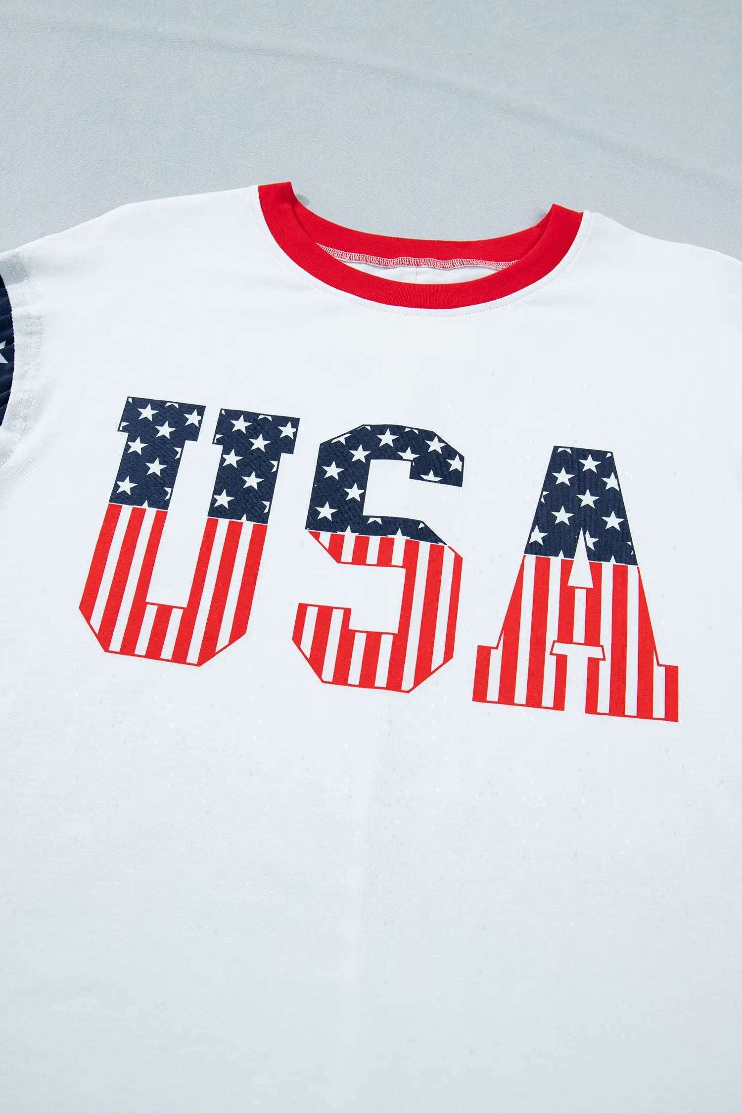Dear-Lover Dropshipping Jet Stream Flag Print USA Graphic Patchwork Casual Tee - T-Shirts Graphic/Graphic Tees