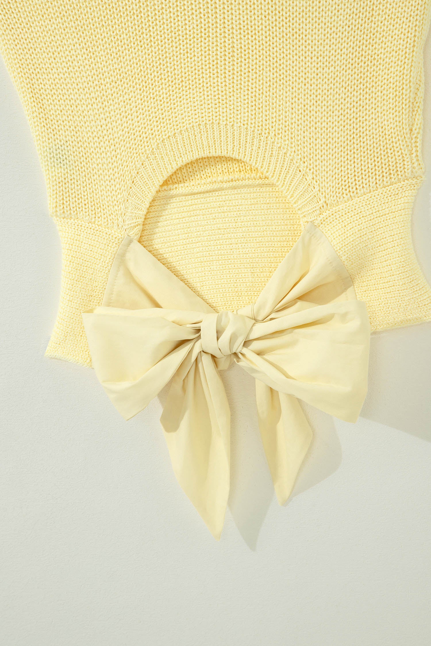 Knot Back Cropped Knit Tank Top | Pastel Yellow Summer Style