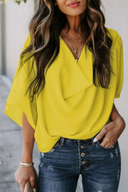 short sleeve wrap blouse