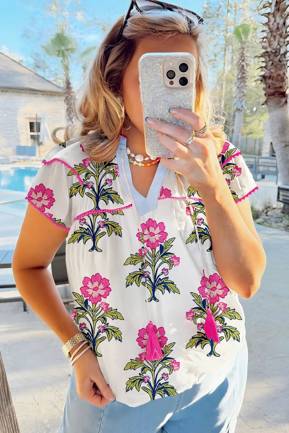 plus size vintage floral blouse