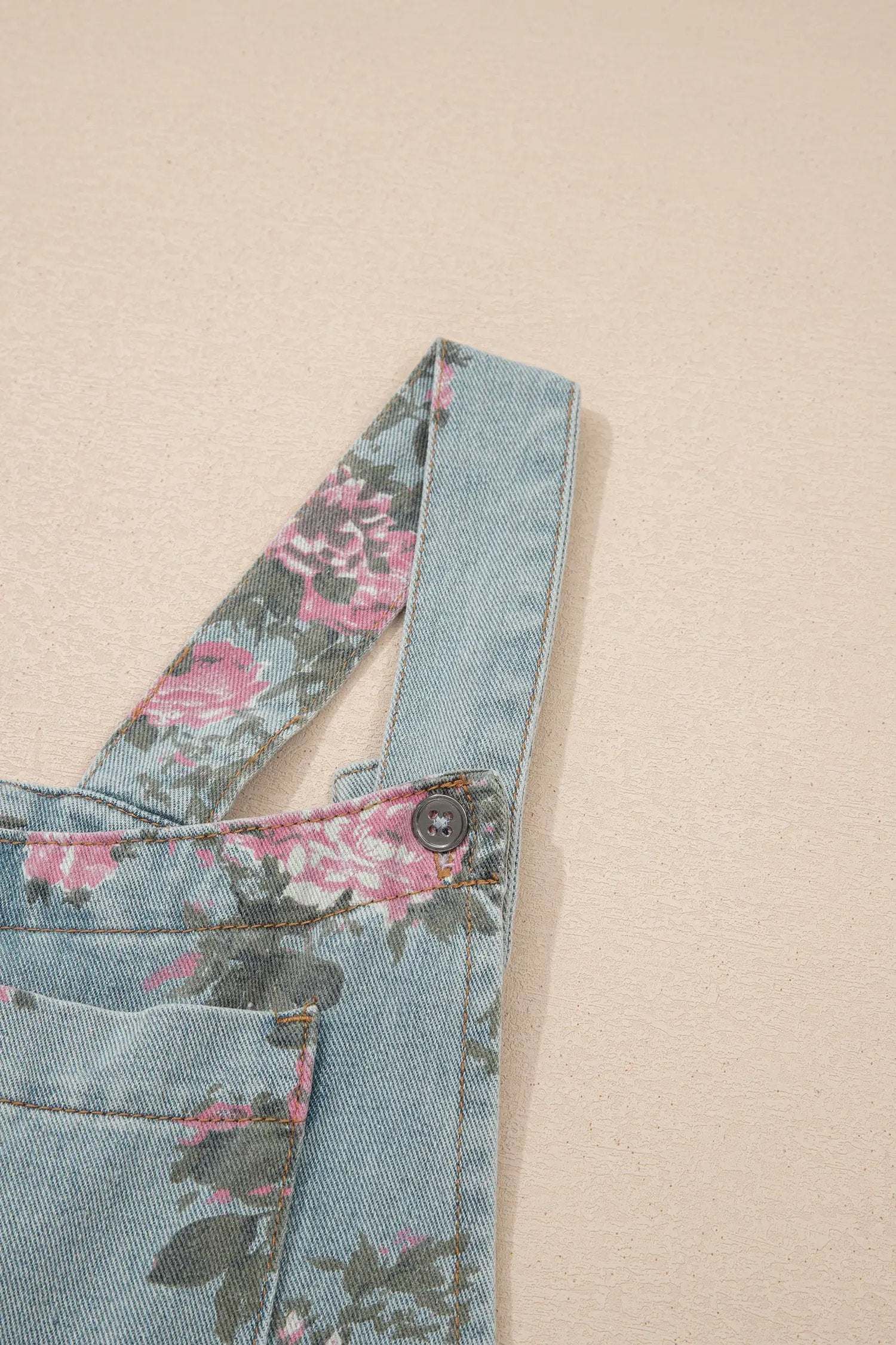 J&H Apparel Floral Print Pleated Denim Overalls - One-Pieces Bottoms/Jumpsuits & Rompers