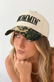 black mommin embroidered leopard contrast brim baseball cap for women casual everyday outfit