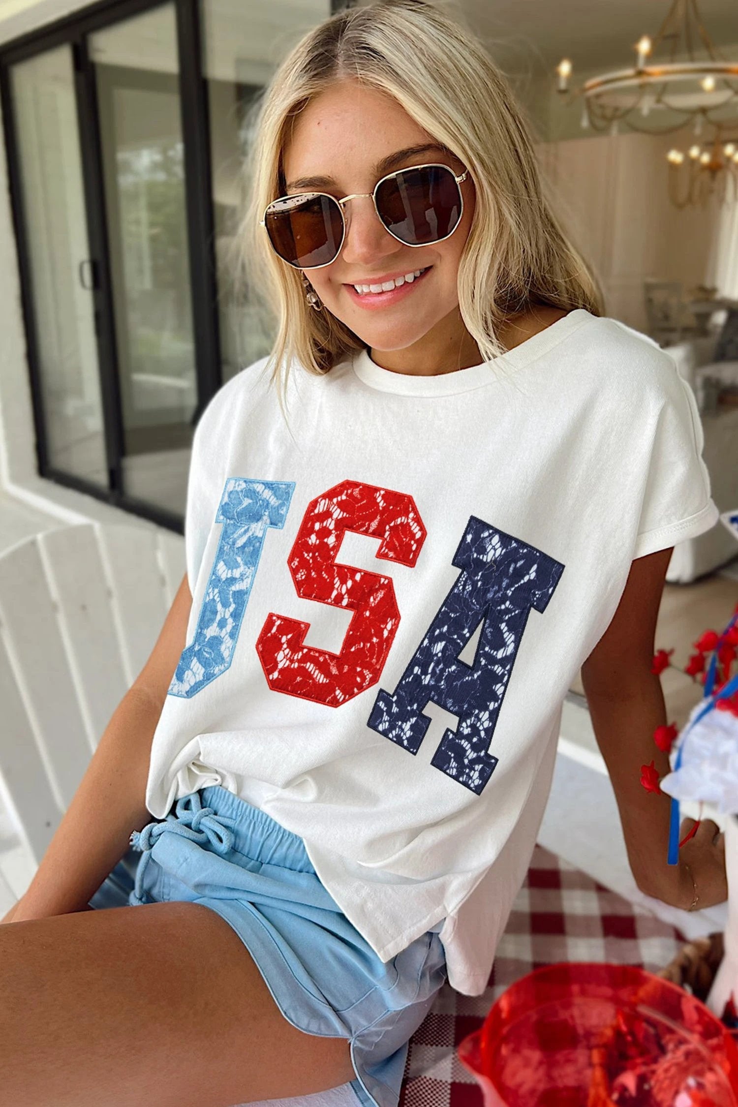 USA color block dolman tee