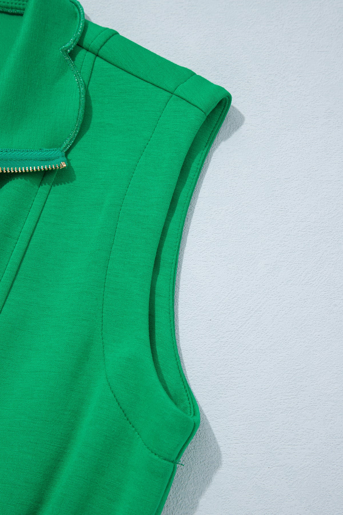 Sleeveless Zip Front Scallop Hem Mini Dress