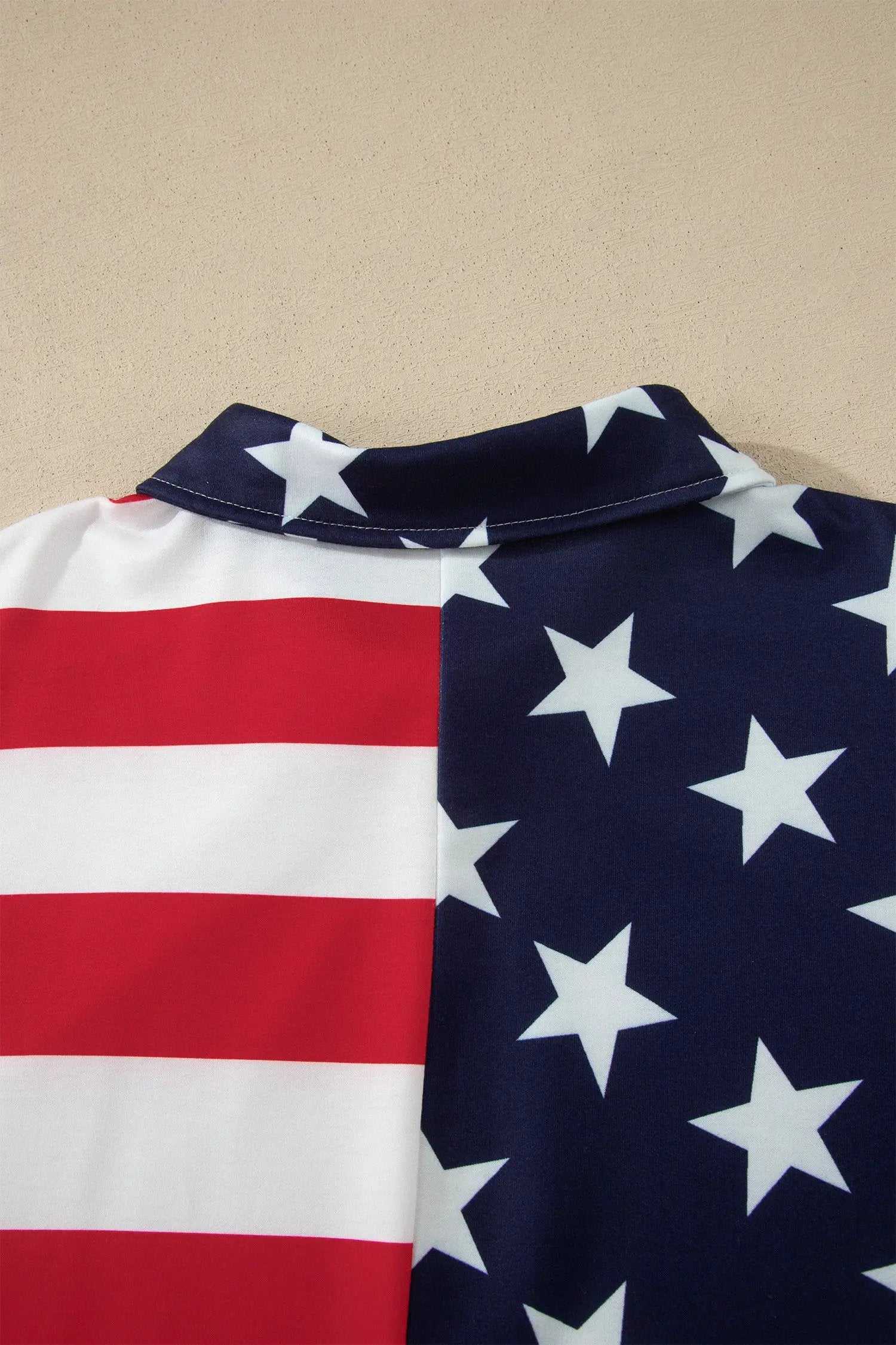 Oversized American Flag Sweatshirt with zipped collar patriotic casual top