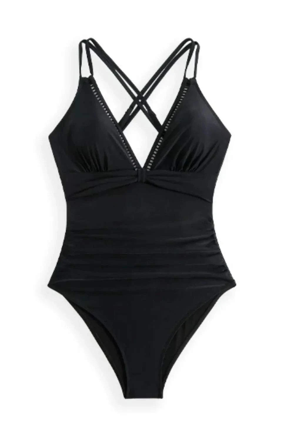 double spaghetti strap one-piece swimwear for women casual everyday outfit