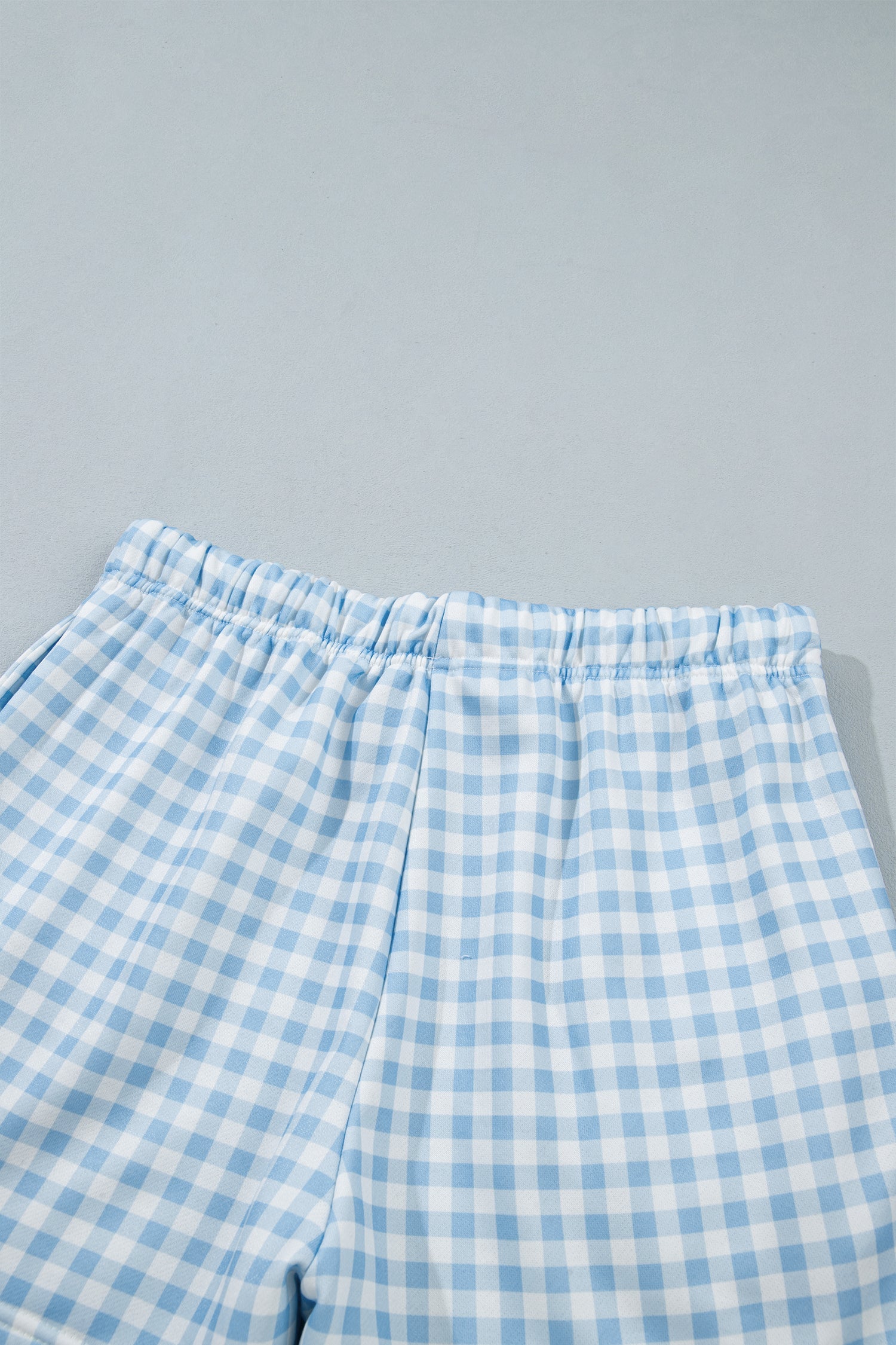 Plaid Baggy Pullover Drawstring Casual Shorts Two-Piece Set