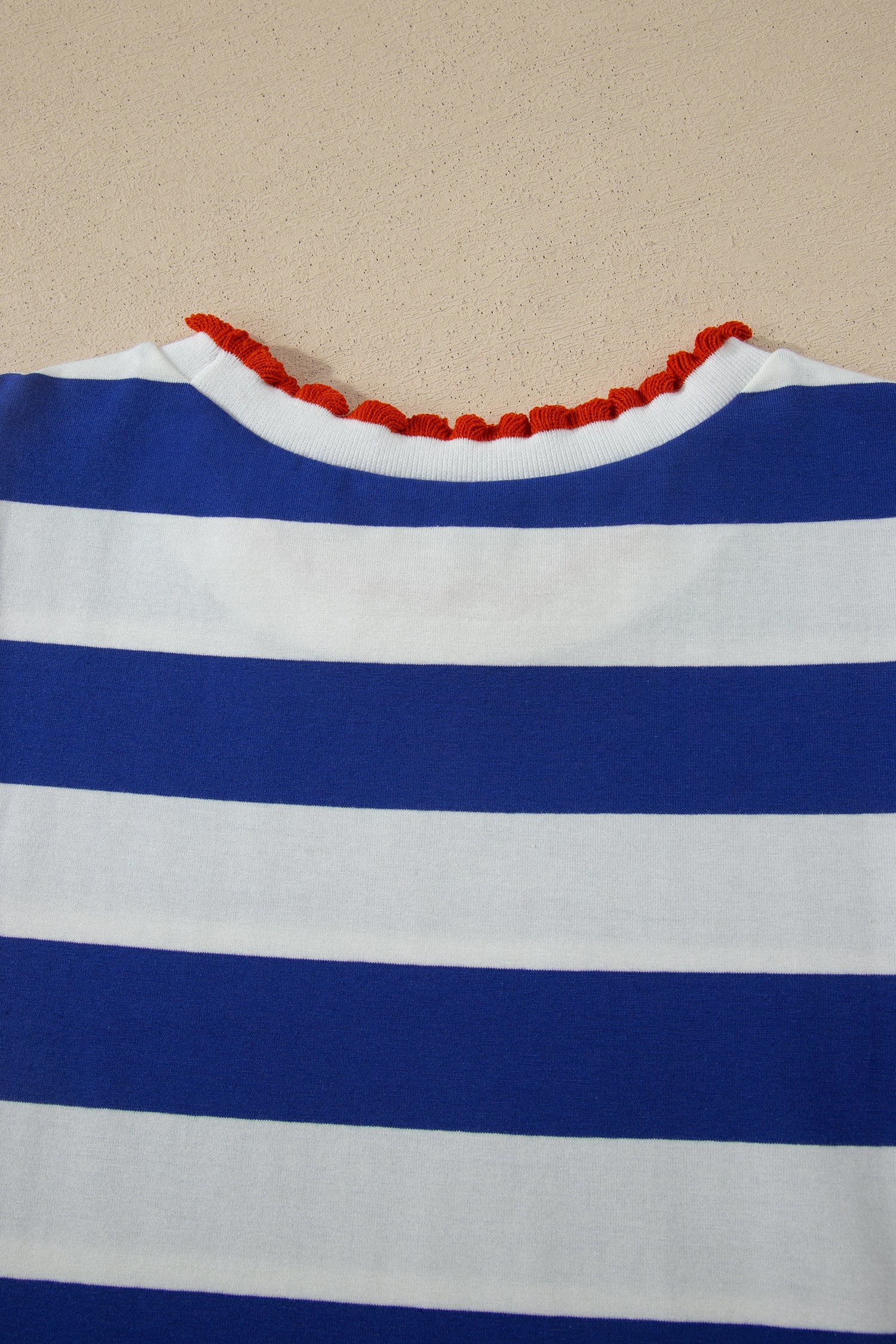 Stripe Contrast Trim Round Neck Short Puff Sleeve Shift Mini Dress — everyday dress for women | J&H Apparel