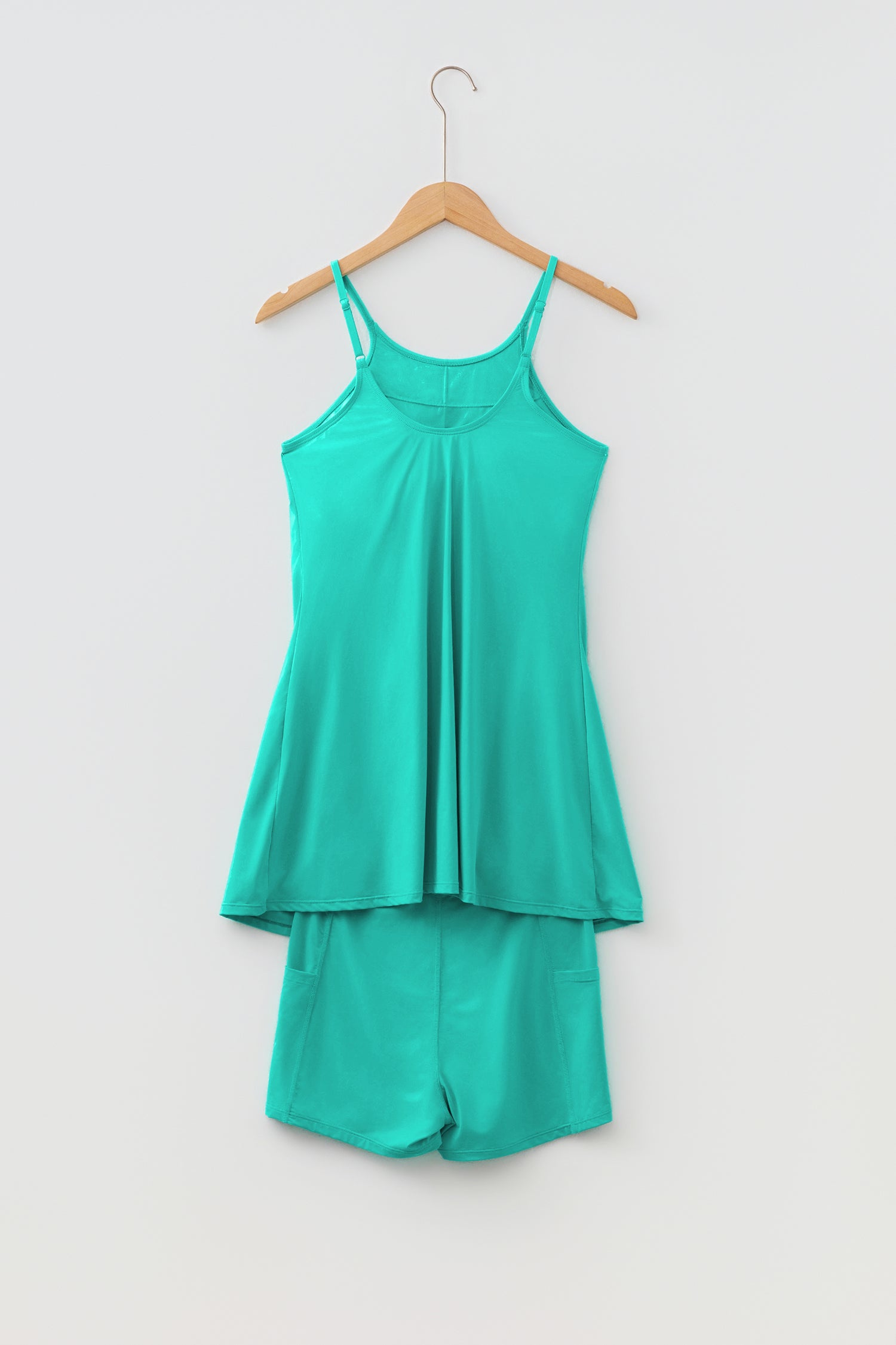 Solid Color Tunic Tank Dress Athletic Shorts Two-Piece Set — everyday dress for women | J&H Apparel